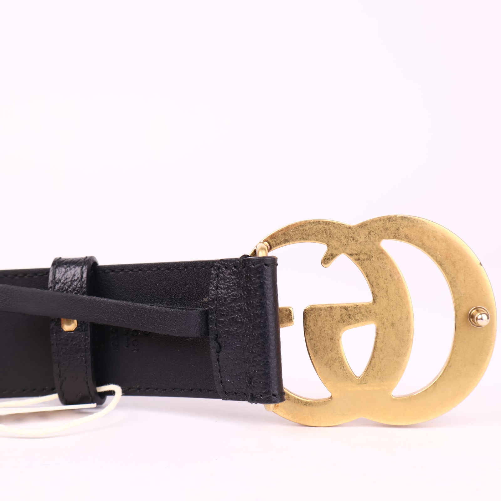 J3529 Gucci Textured Calfskin Double G 85cm Belt- Pre Owned