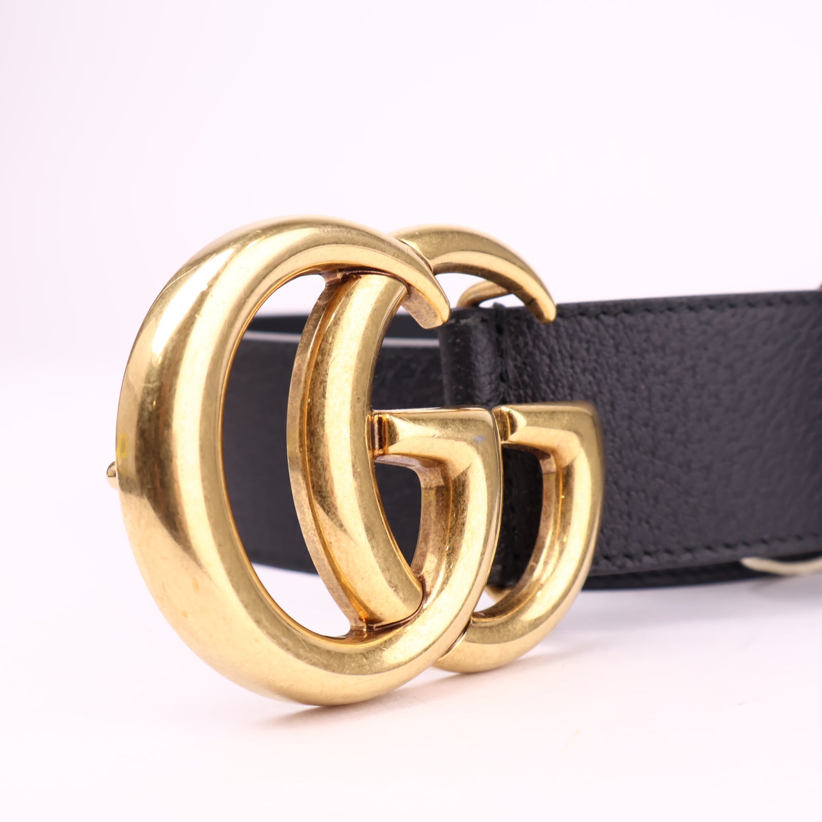 J3529 Gucci Textured Calfskin Double G 85cm Belt- Pre Owned