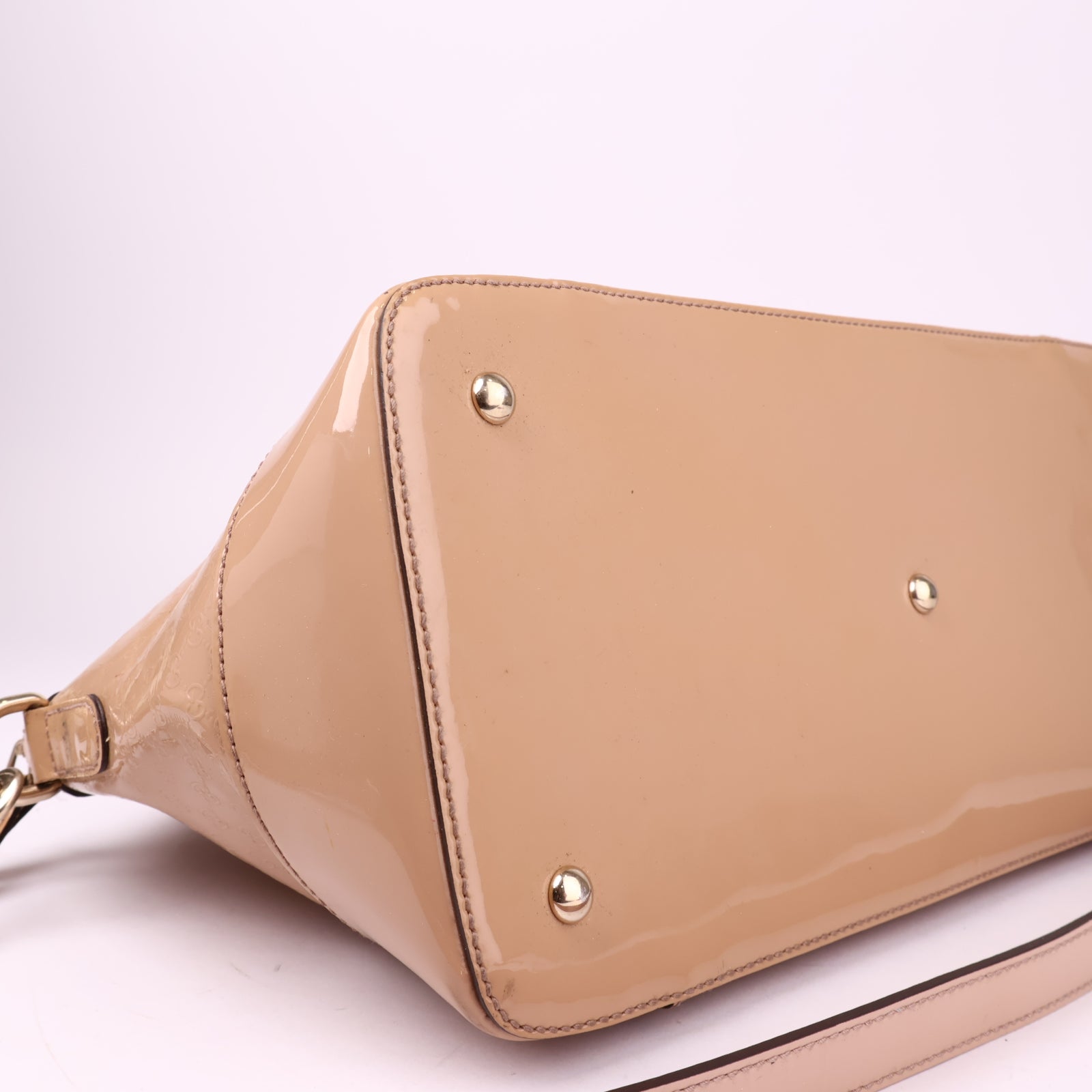 J3536 Gucci Microguccissima Patent Leather Nice Shoulder Bag Beige- Pre Owned