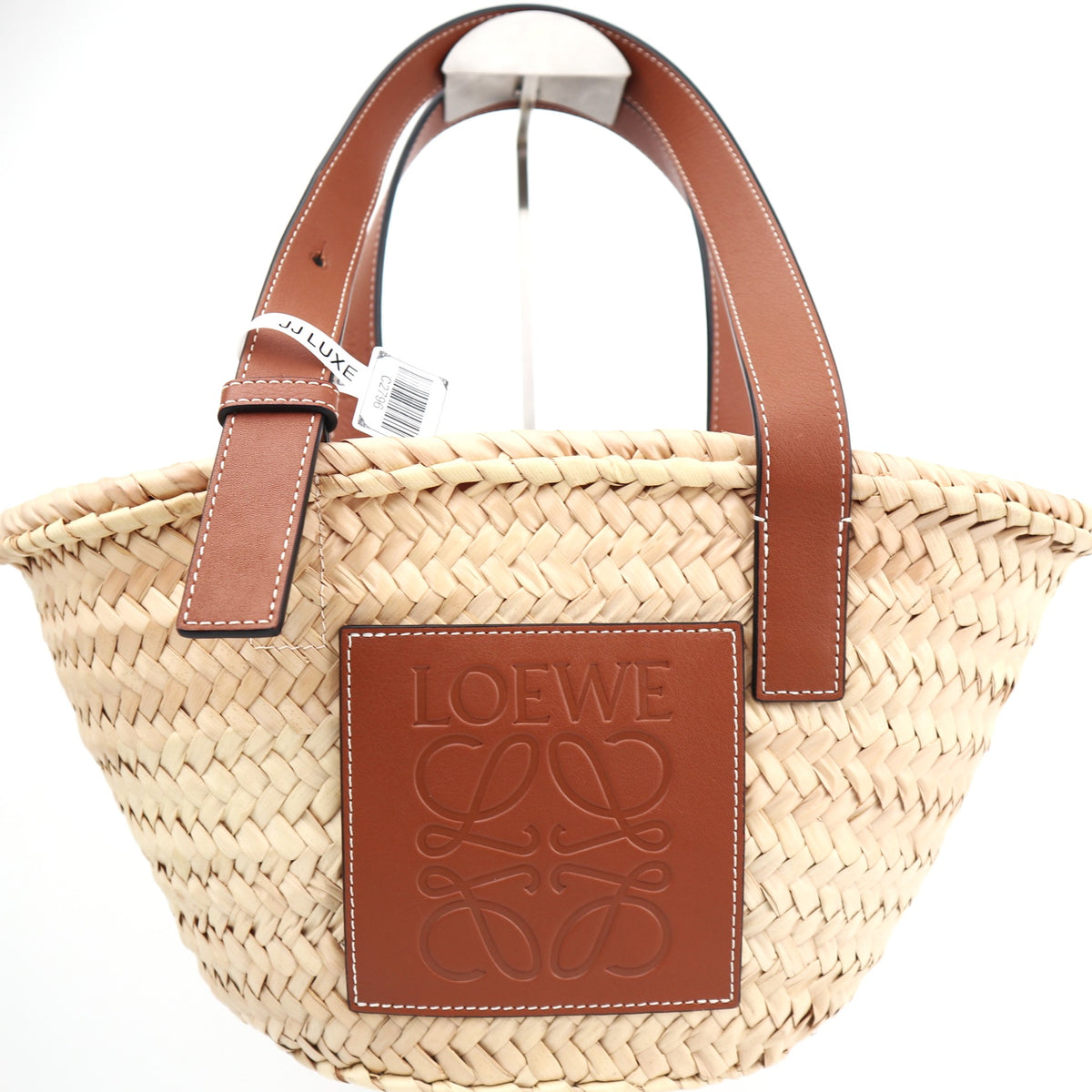 C2796 Loewe Bucket Bag Small Basket Bag In Palm Leaf And Calfskin | Pre-Owned Excellent Natural Leather, Palm Leaf