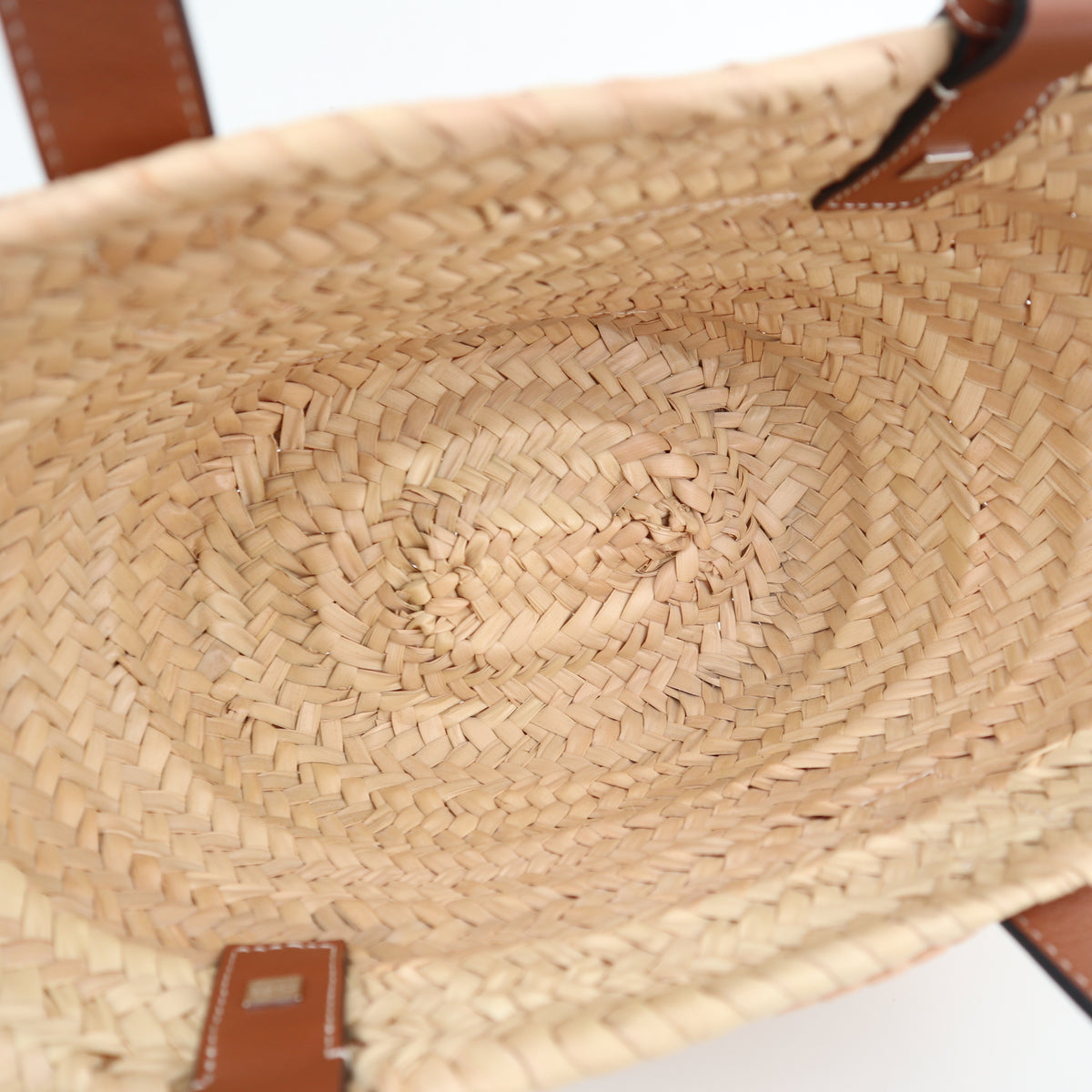 C2796 Loewe Bucket Bag Small Basket Bag In Palm Leaf And Calfskin | Pre-Owned Excellent Natural Leather, Palm Leaf