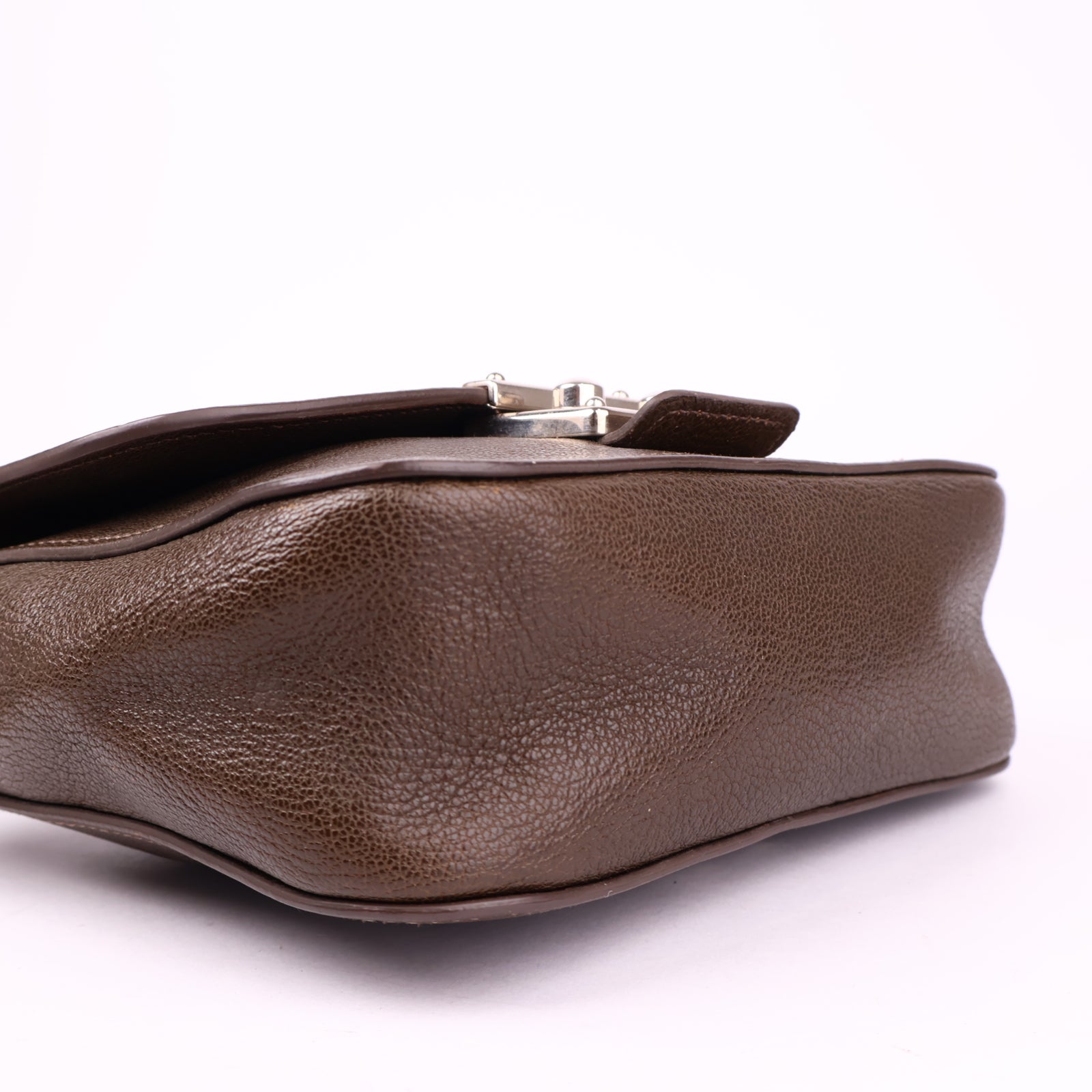 J3540 Miu Miu Beige Madras Leather Pushlock Flap Shoulder Bag- Pre Owned