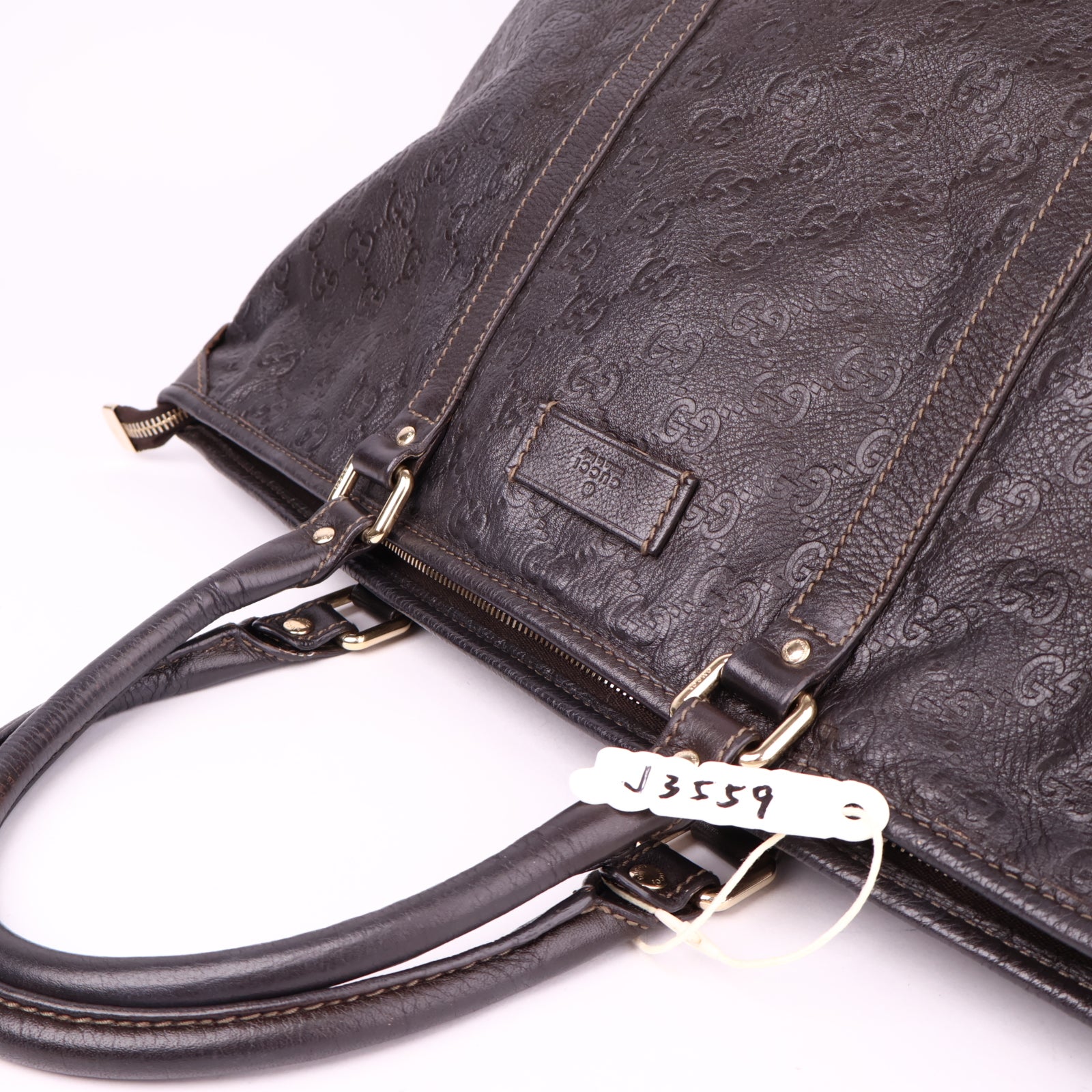 J3559 Gucci Joy Zip Top Guccissima Leather Medium Tote- Pre Owned