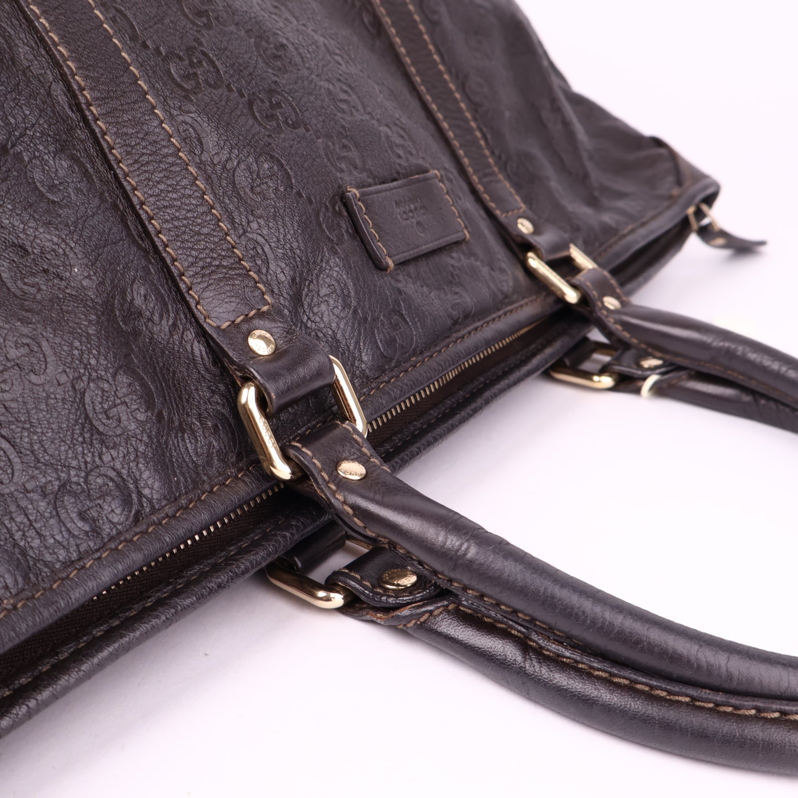 J3559 Gucci Joy Zip Top Guccissima Leather Medium Tote- Pre Owned