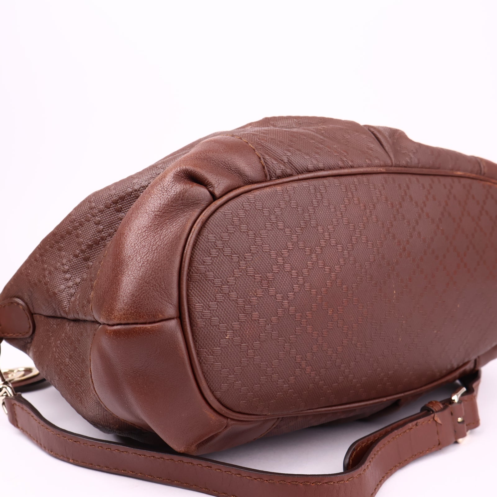 J3551 Gucci Sukey Diamante Handbag Brown Leather- Pre Owned