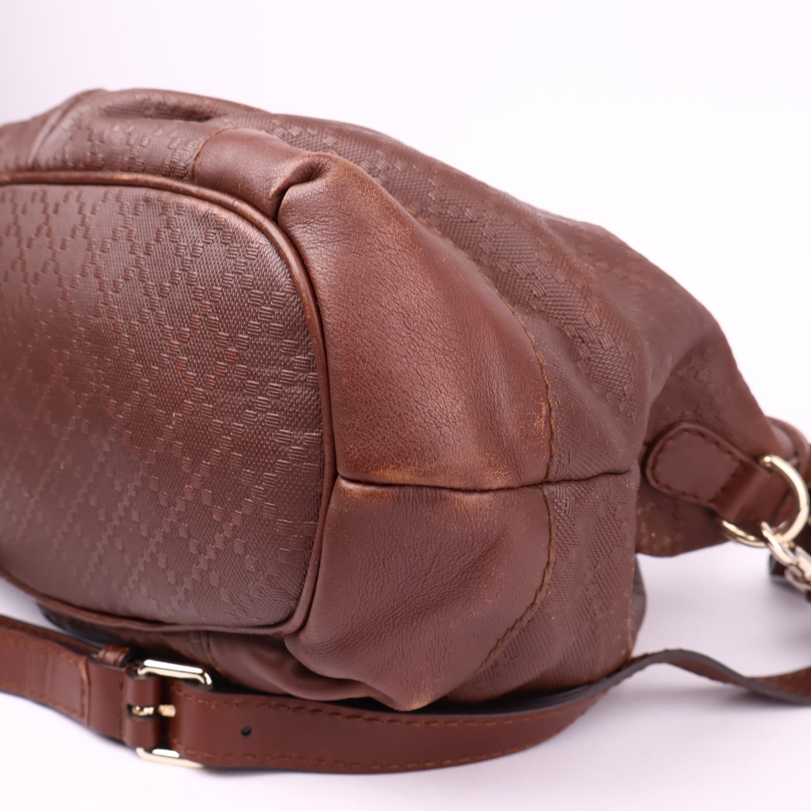 J3551 Gucci Sukey Diamante Handbag Brown Leather- Pre Owned