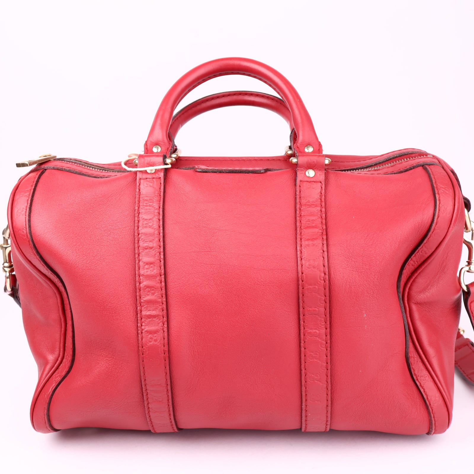 J3544 Gucci Red Calf Leather Soho Boston Handbag- Pre Owned