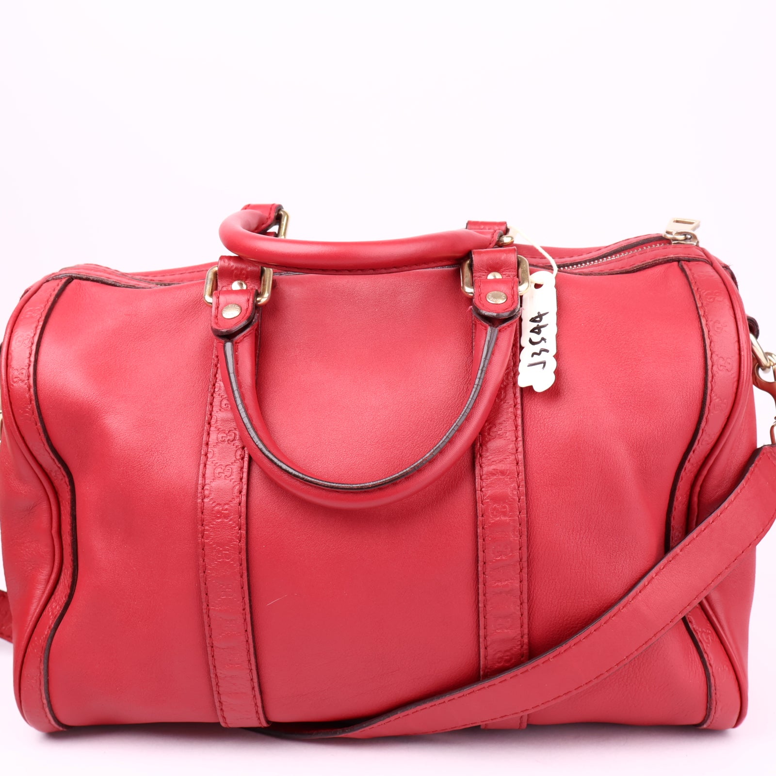J3544 Gucci Red Calf Leather Soho Boston Handbag- Pre Owned