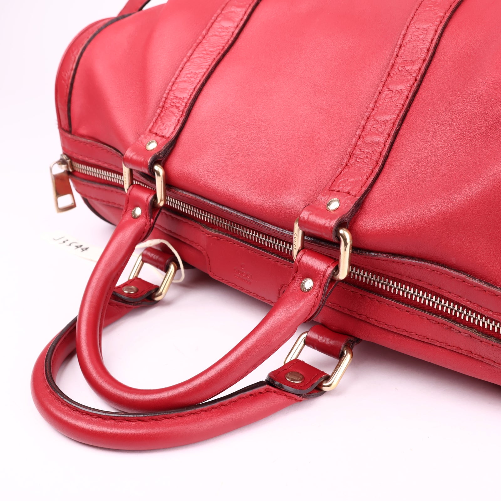 J3544 Gucci Red Calf Leather Soho Boston Handbag- Pre Owned