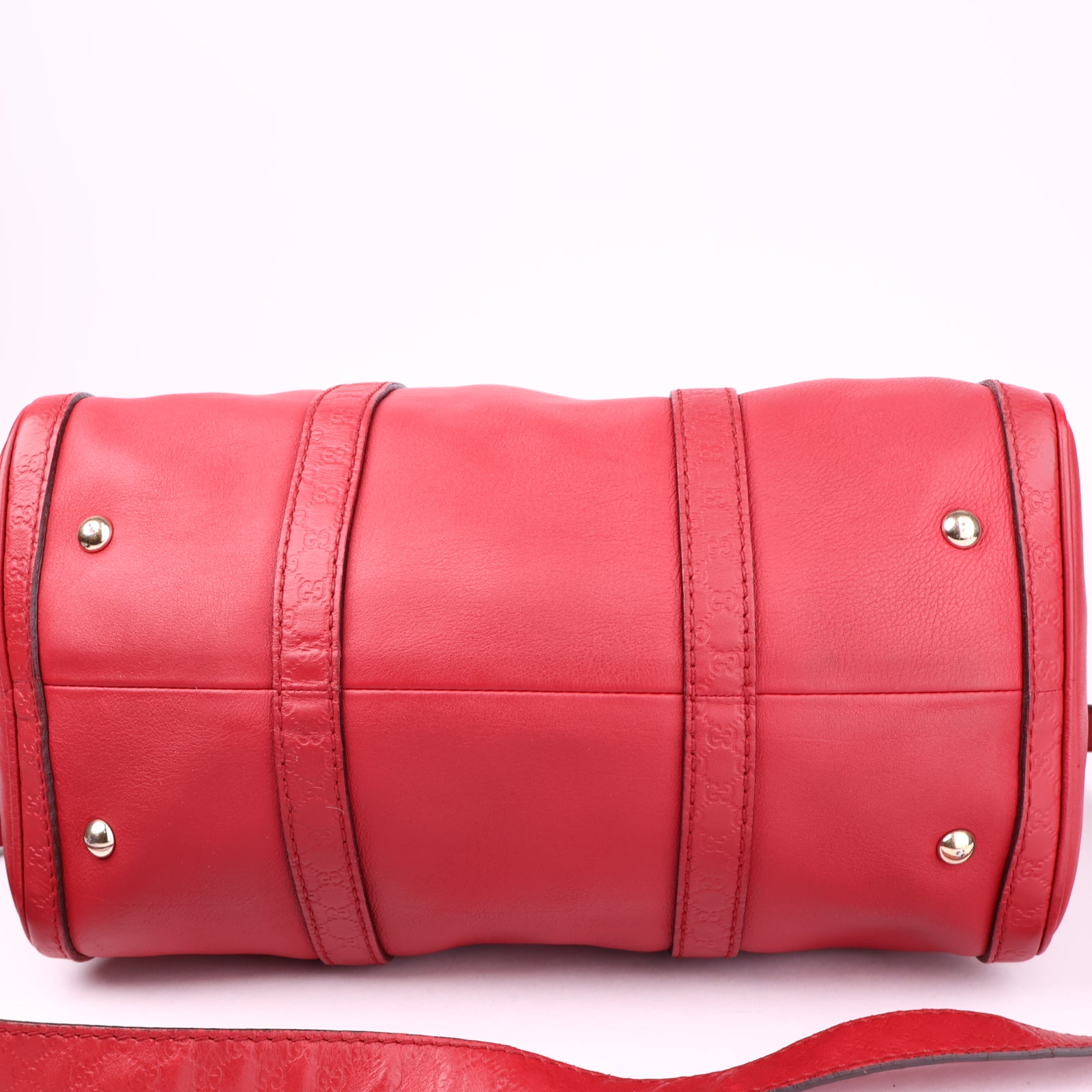 J3544 Gucci Red Calf Leather Soho Boston Handbag- Pre Owned