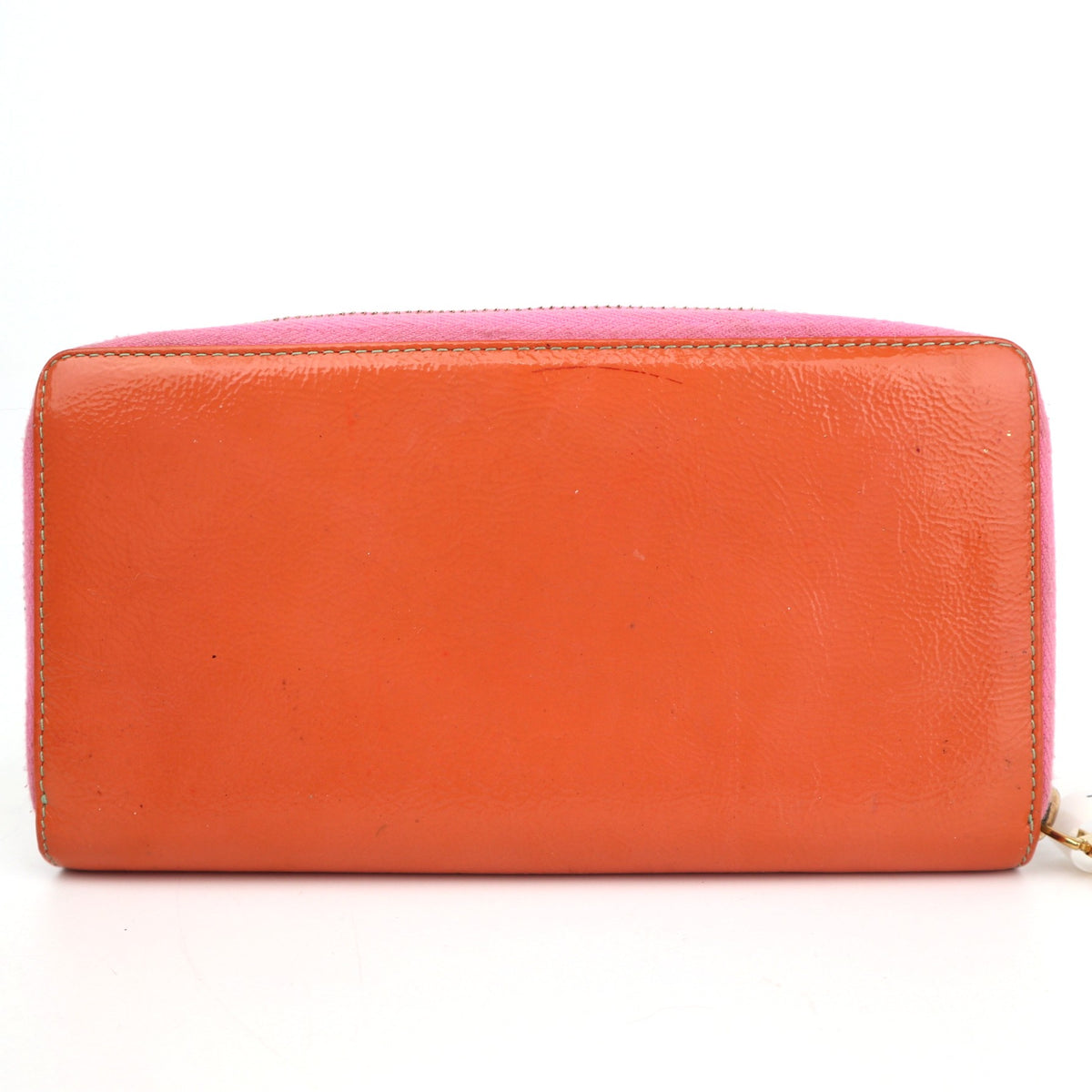 C2810# Saint Laurent Wallet Embroidered Logo Zip Around Long Wallet | Pre-Owned Very Good Red Embroidered Logo Leather