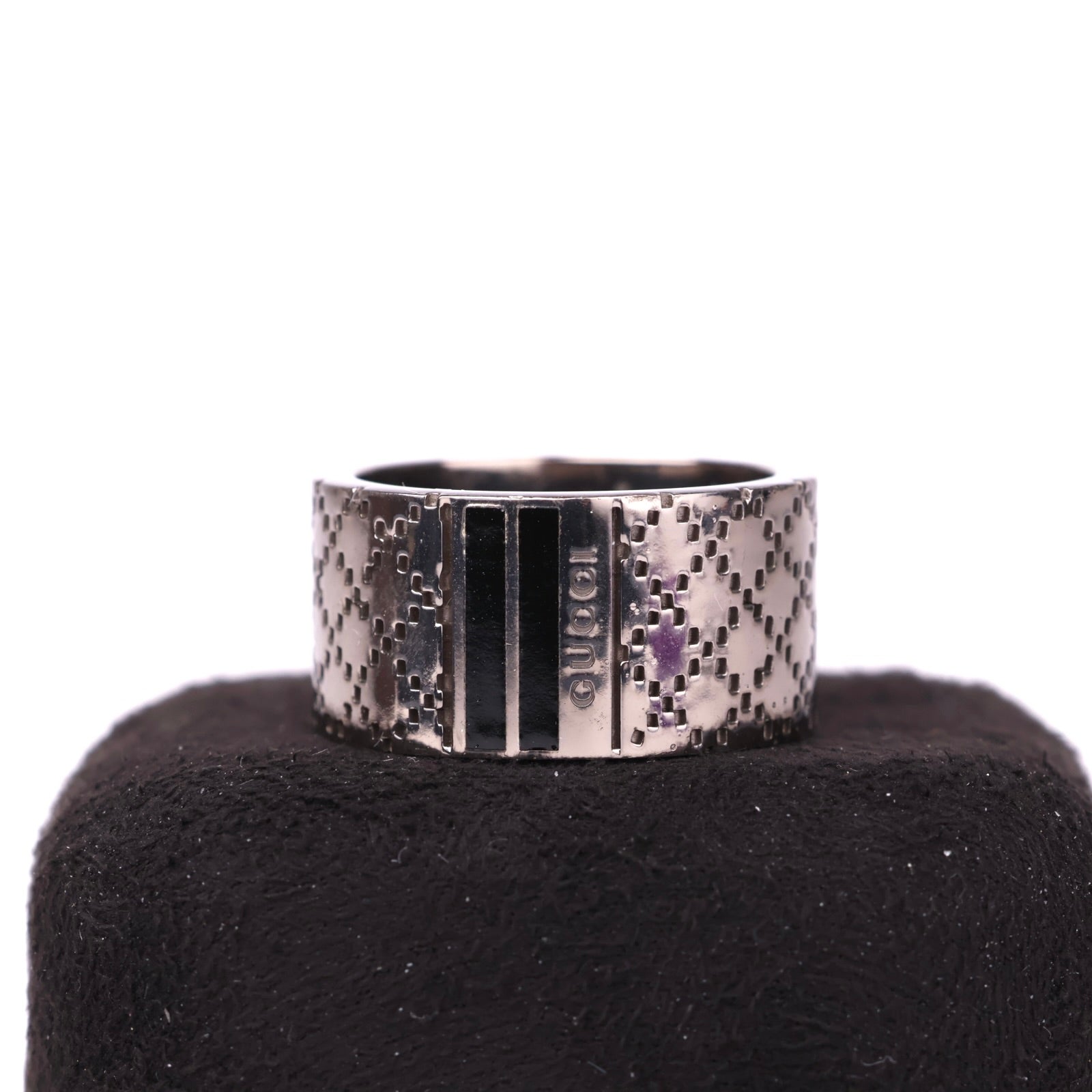 J3560 Gucci Diamante Ring Notation Size 21- Pre Owned