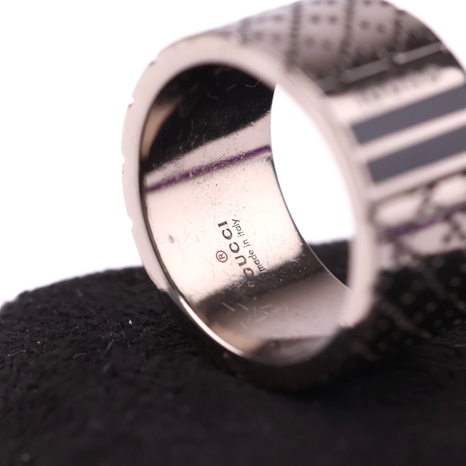 J3560 Gucci Diamante Ring Notation Size 21- Pre Owned