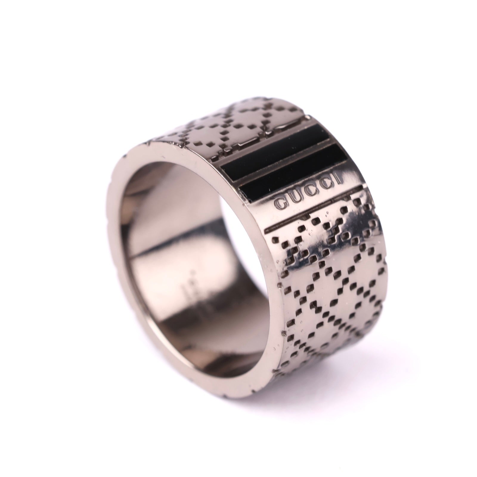 J3560 Gucci Diamante Ring Notation Size 21- Pre Owned