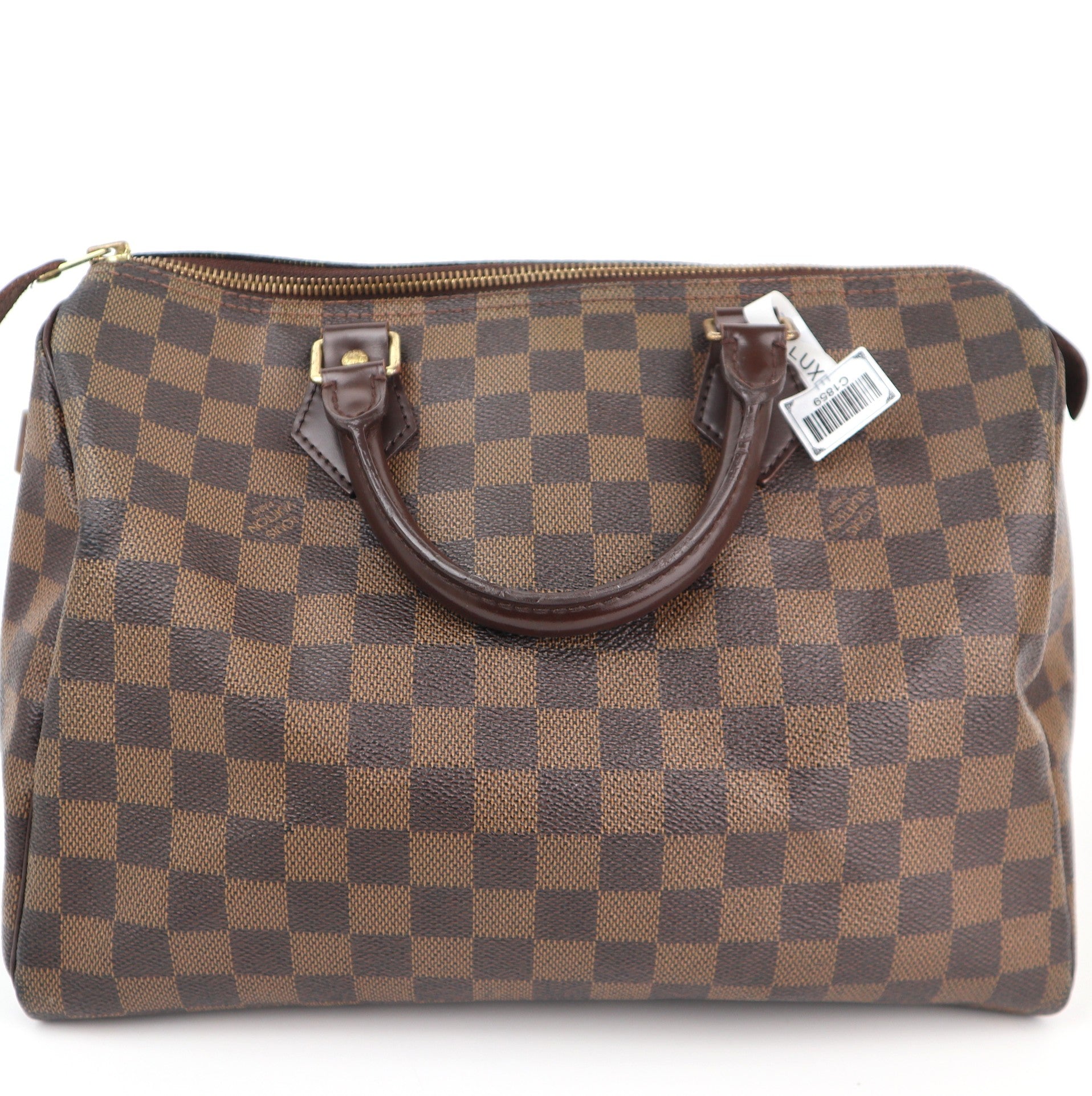 Louis Vuitton Damier Ebene Speedy 30 Top Handle Bag C1859 | Pre-Owned Very Good Brown Damier Ebene Coated canvas, leather trim