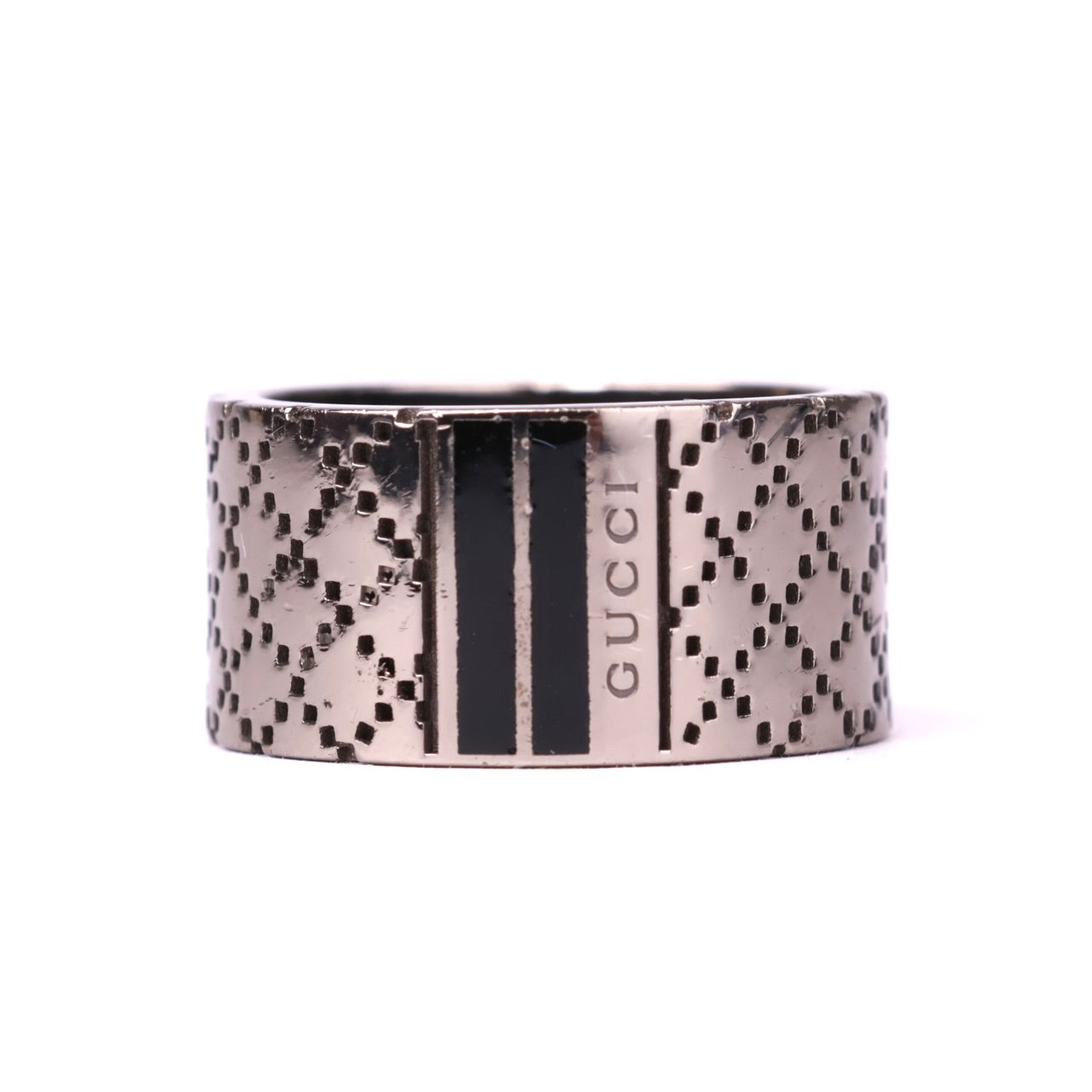 J3543 Gucci Diamante Ring Notation Size 20- Pre Owned