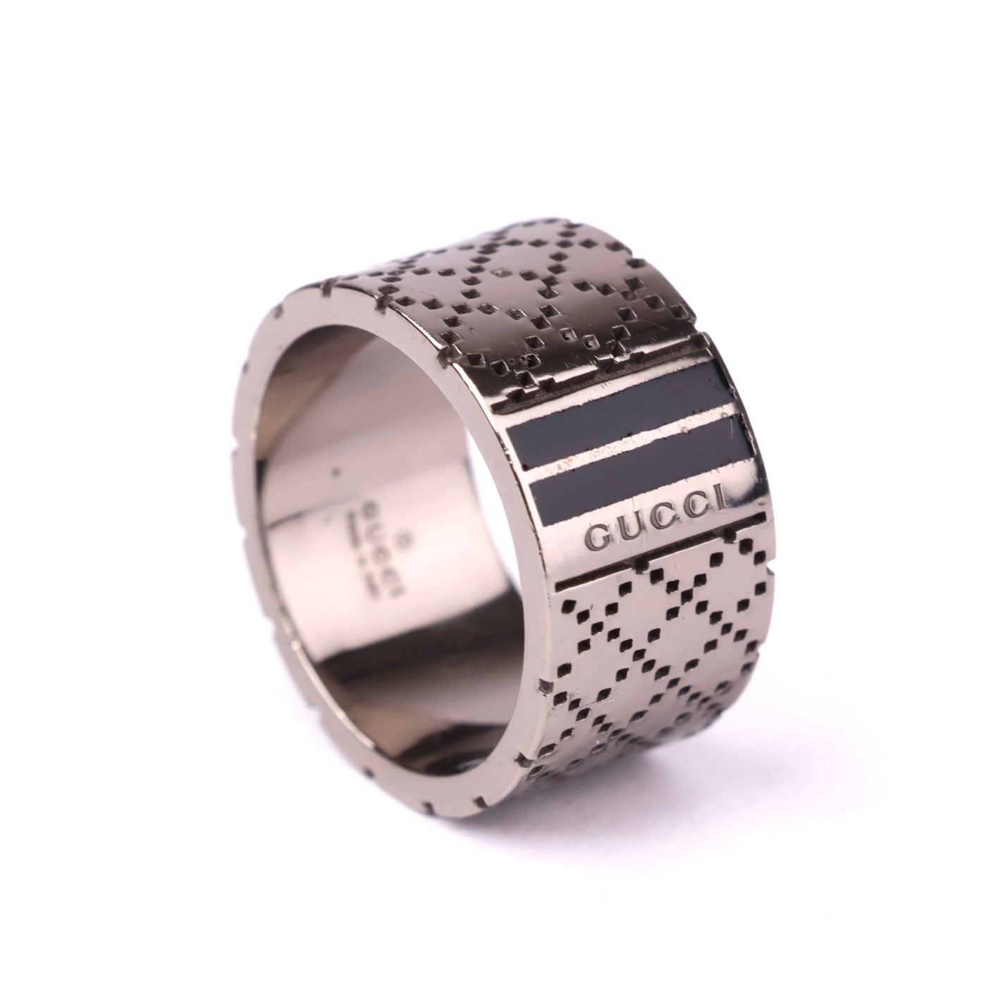 J3543 Gucci Diamante Ring Notation Size 20- Pre Owned