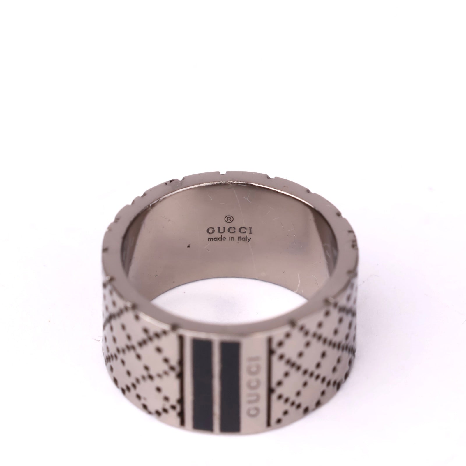 J3543 Gucci Diamante Ring Notation Size 20- Pre Owned
