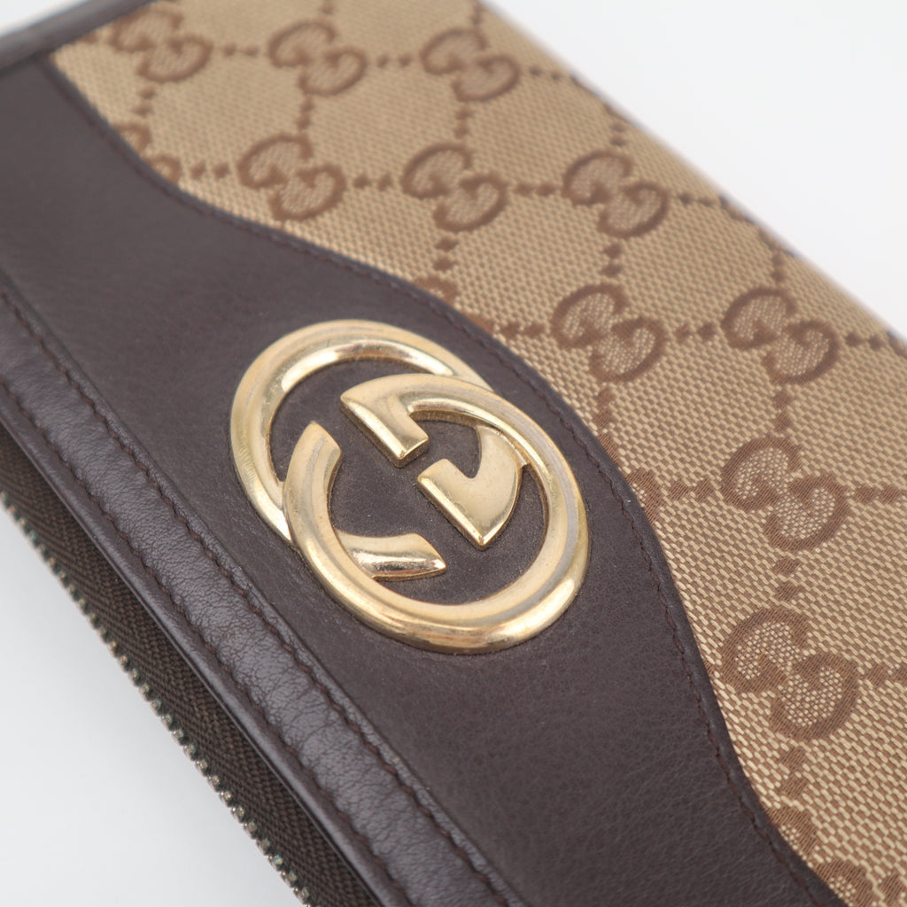 C2815 Gucci Wallet GG Canvas Sukey Zip Around Wallet | Pre-Owned Very Good Brown GG Canvas Canvas