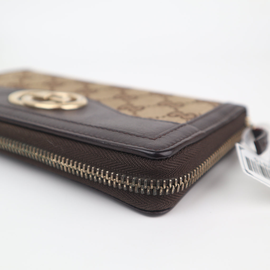 C2815 Gucci Wallet GG Canvas Sukey Zip Around Wallet | Pre-Owned Very Good Brown GG Canvas Canvas