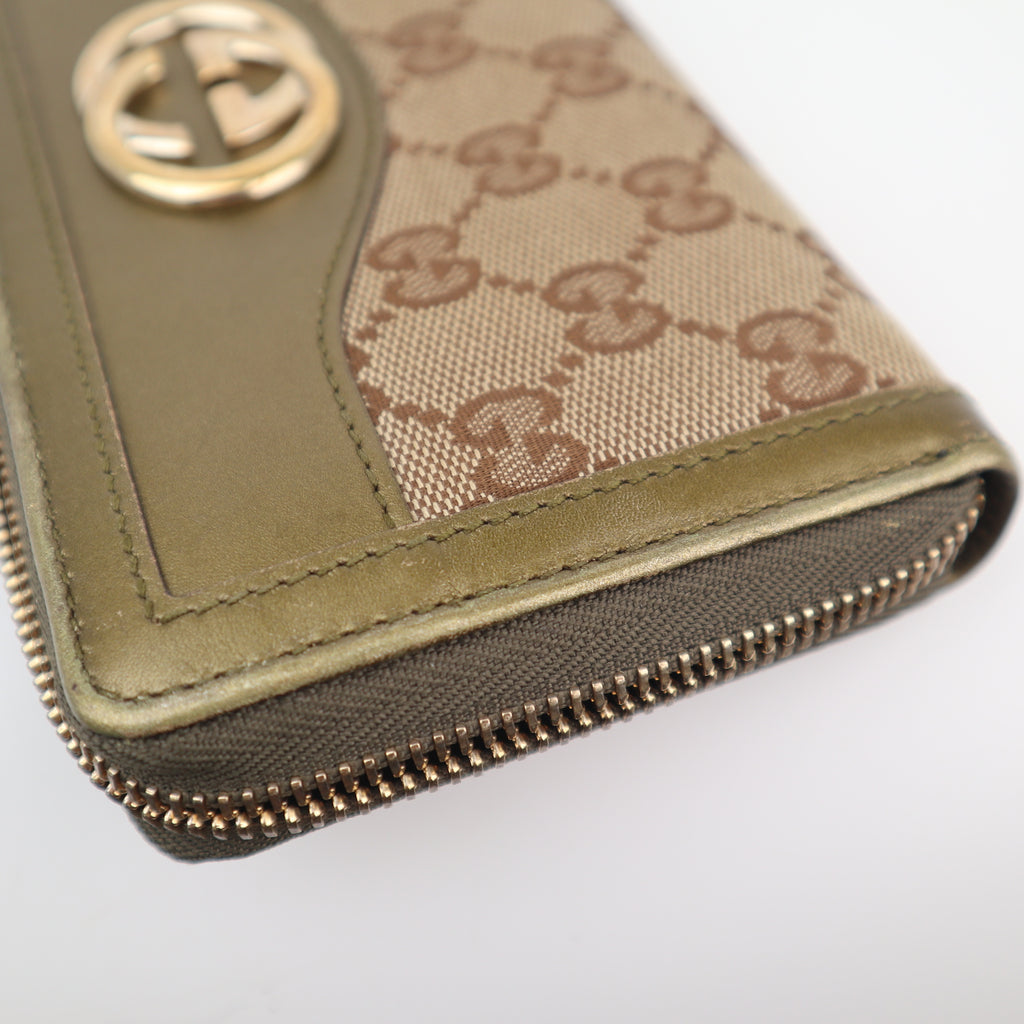 C2816 Gucci Wallet GG Canvas Sukey Zip Around Wallet | Pre-Owned Very Good Brown GG Canvas Canvas