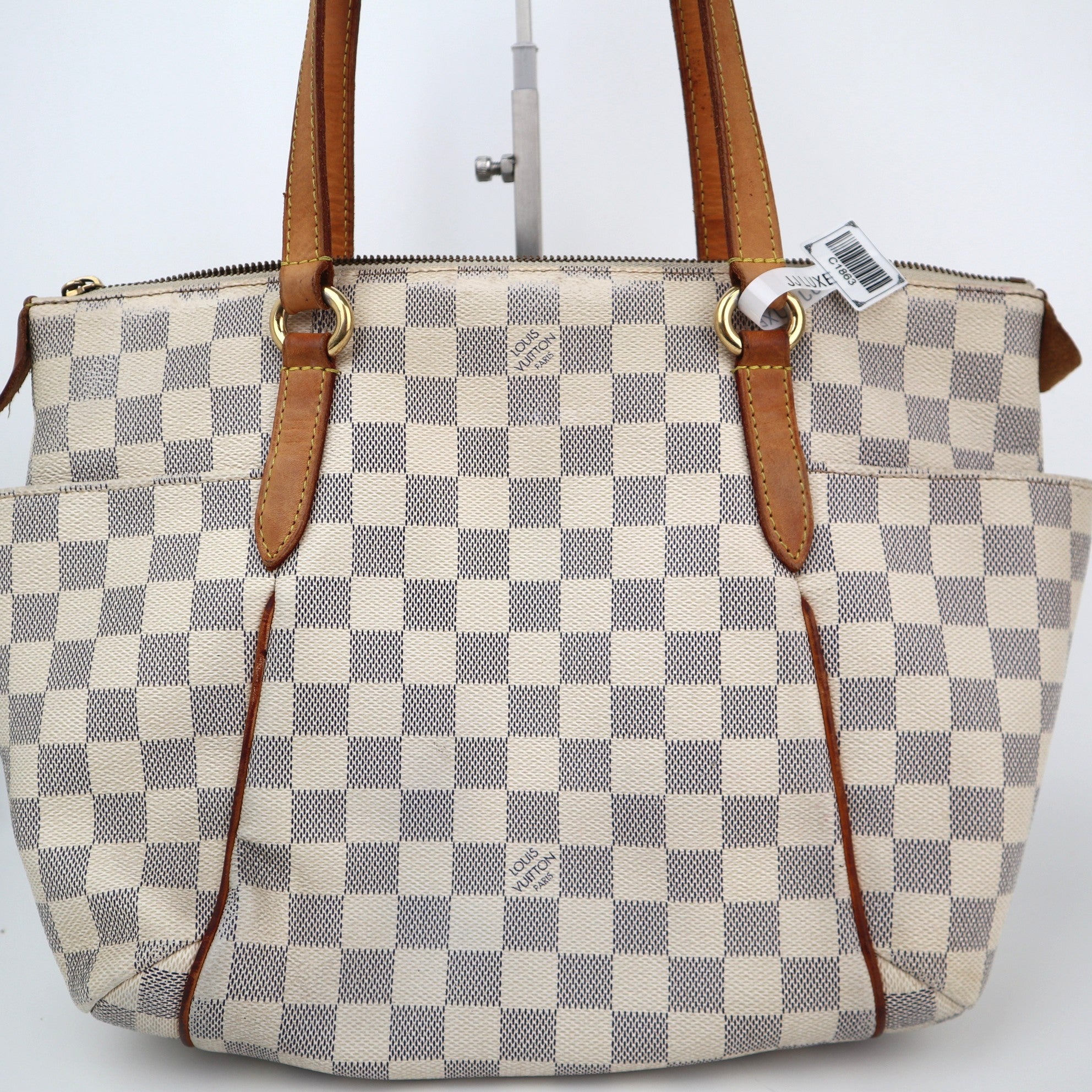 Louis Vuitton Damier Azur Totally PM Tote Bag C1863 | Pre-Owned Very Good White / Blue Damier Azur Coated canvas, leather trim
