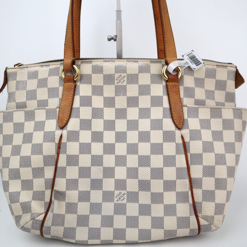 Louis Vuitton Damier Azur Totally PM Tote Bag C1863# | Pre-Owned Very Good White / Blue Damier Azur Coated canvas, leather trim