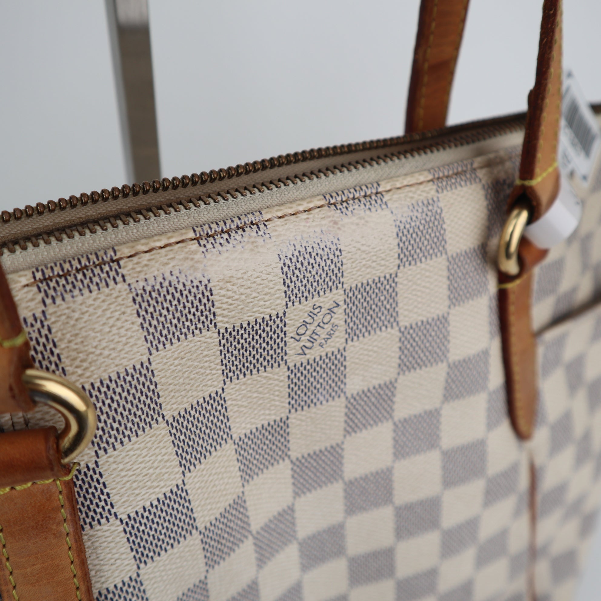 Louis Vuitton Damier Azur Totally PM Tote Bag C1863 | Pre-Owned Very Good White / Blue Damier Azur Coated canvas, leather trim