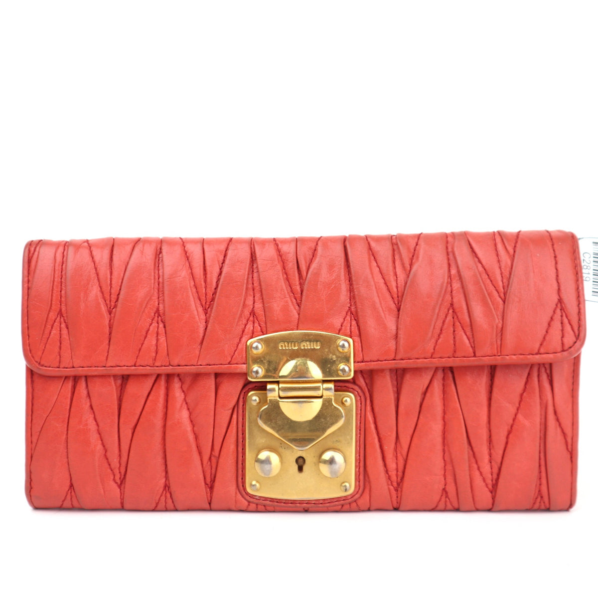 C2819 Miu Miu Wallet Matelassé Long Wallet | Pre-Owned Very Good Matelassé Leather