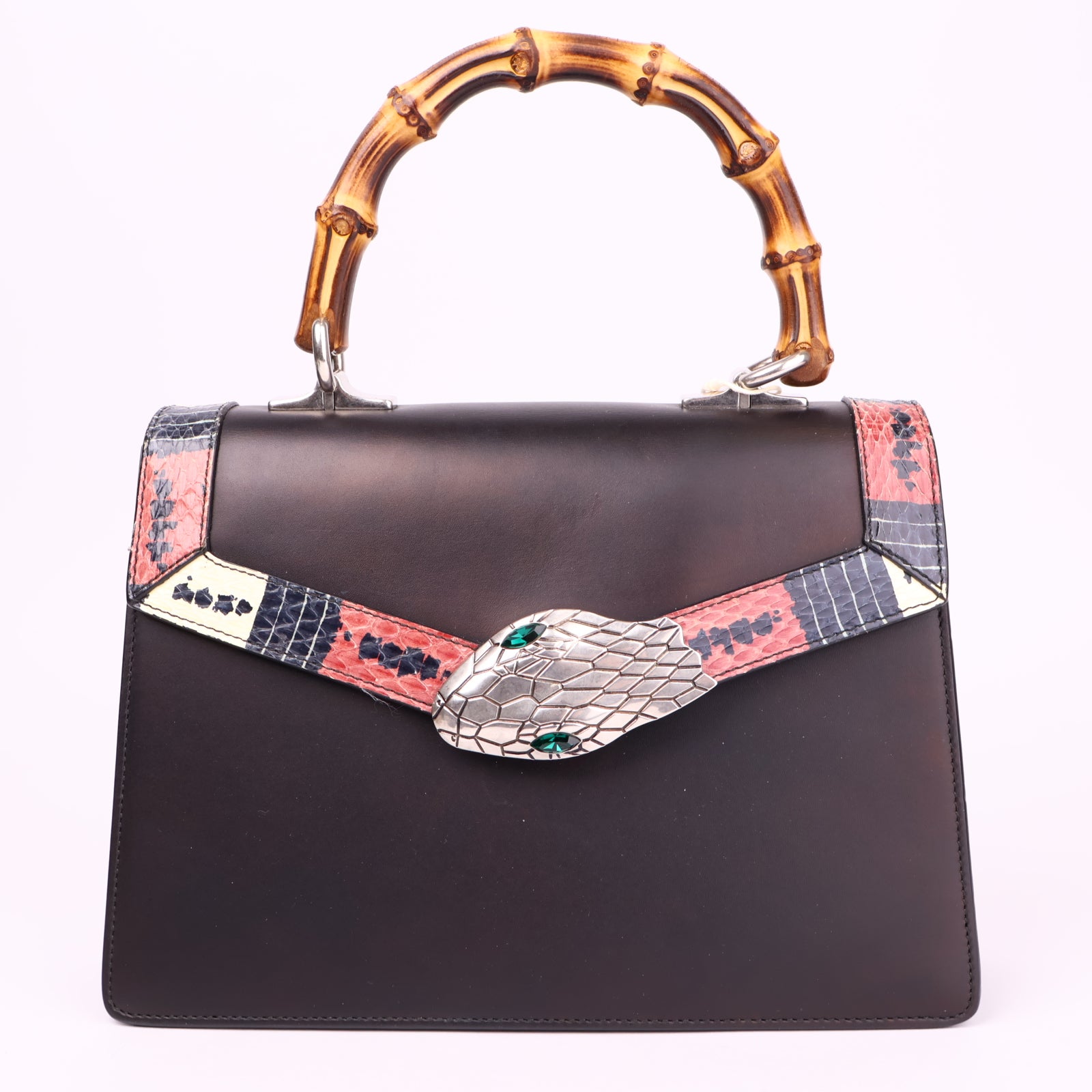 J3571 Gucci Black Snakeskin Lilith Top Handle Bag- Pre Owned