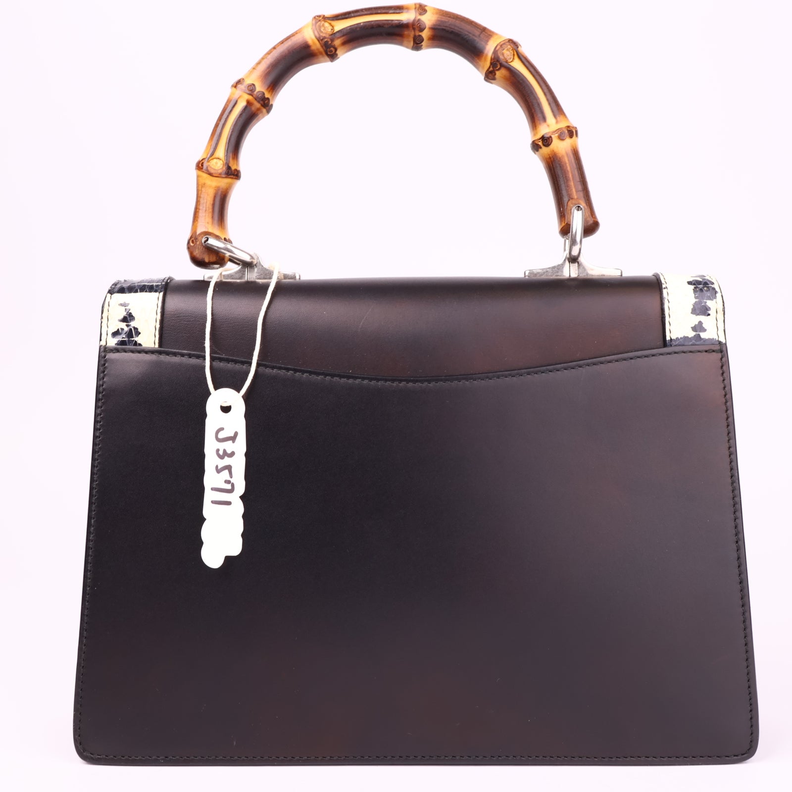 J3571 Gucci Black Snakeskin Lilith Top Handle Bag- Pre Owned