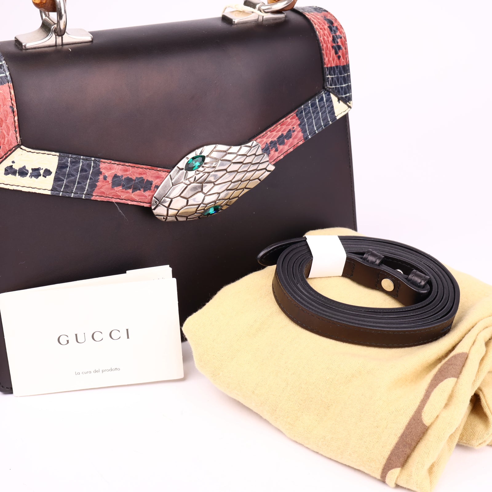 J3571 Gucci Black Snakeskin Lilith Top Handle Bag- Pre Owned