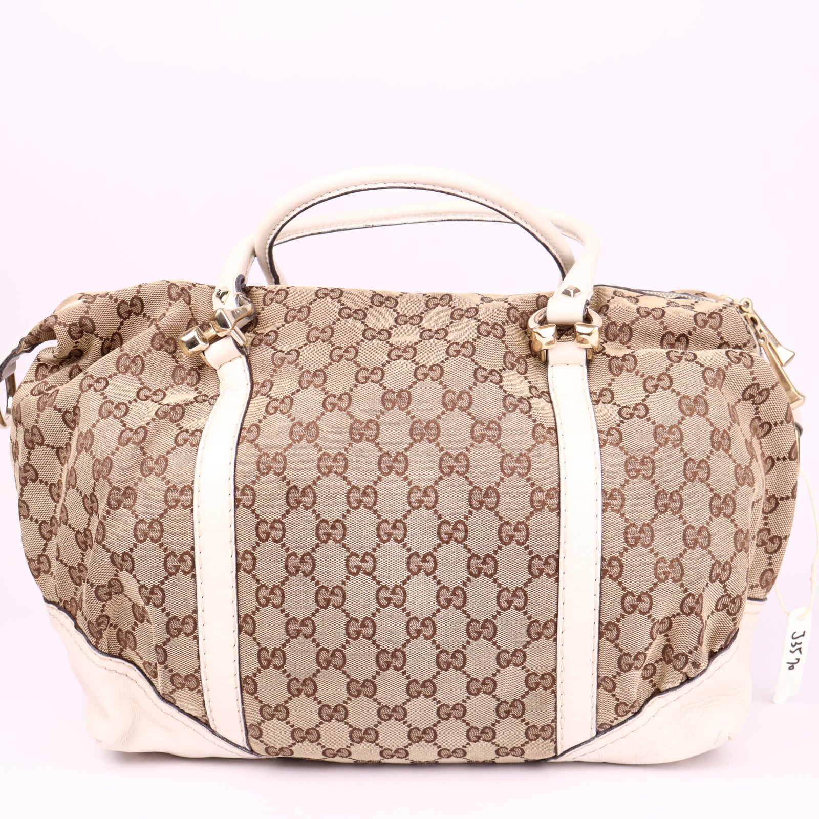 J3570 Gucci GG Canvas Horsebit Nail Boston Bag- Pre Owned