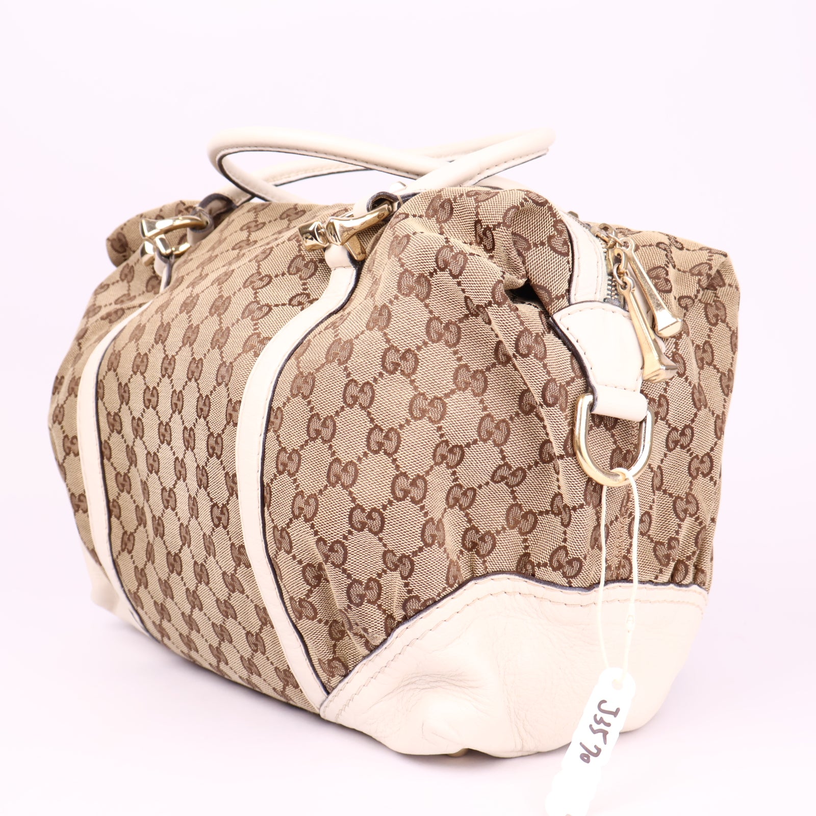 J3570 Gucci GG Canvas Horsebit Nail Boston Bag- Pre Owned