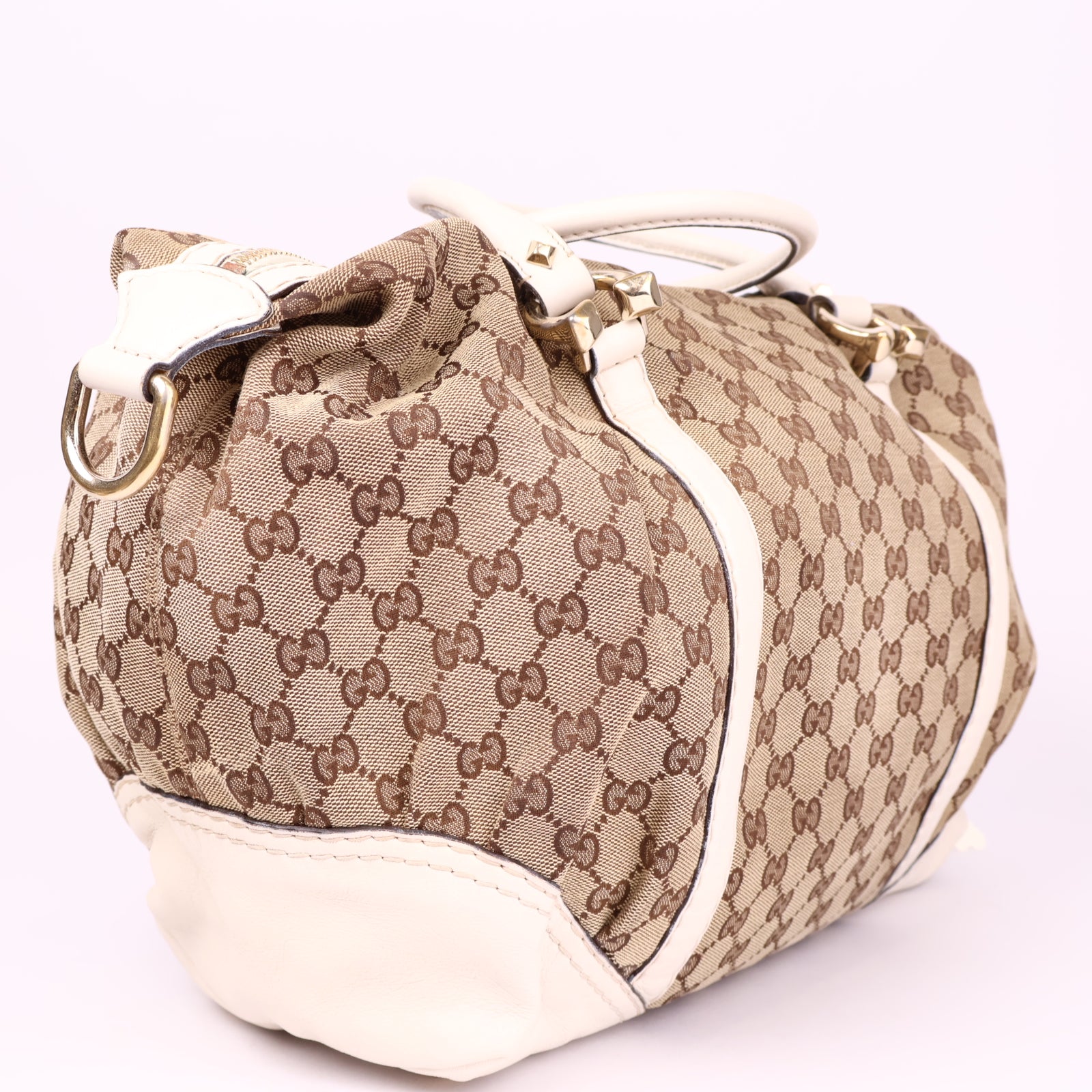 J3570 Gucci GG Canvas Horsebit Nail Boston Bag- Pre Owned