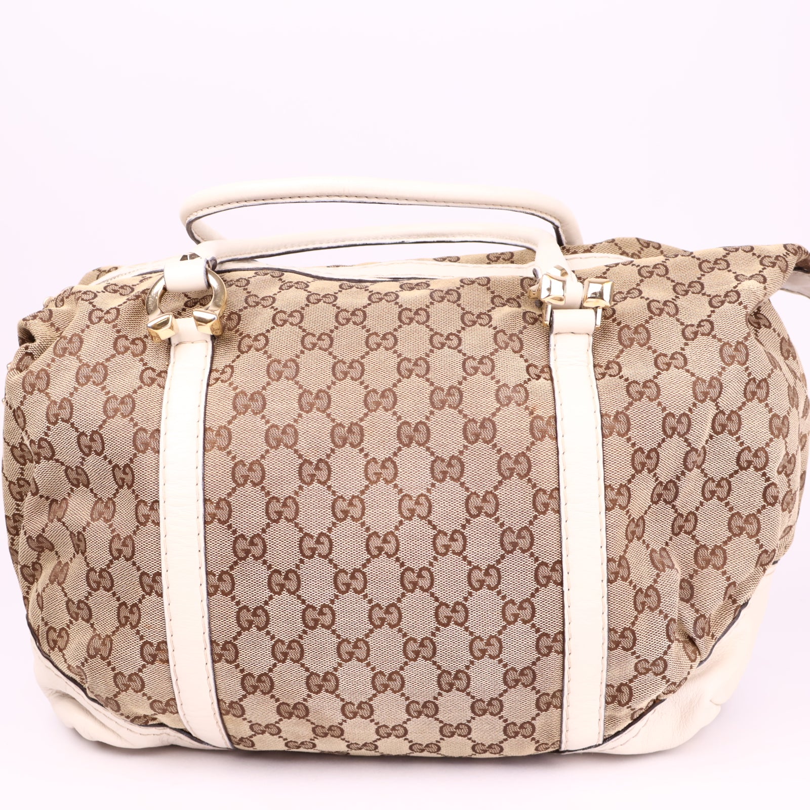 J3570 Gucci GG Canvas Horsebit Nail Boston Bag- Pre Owned
