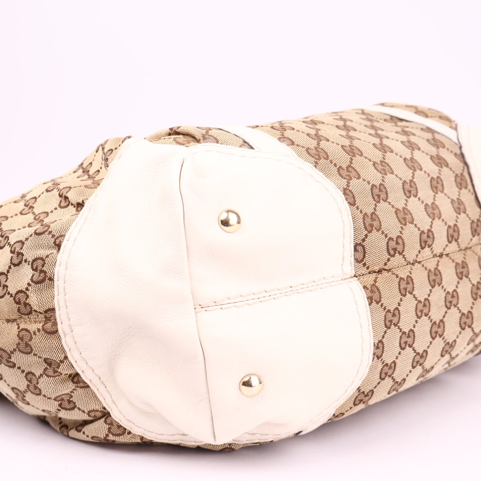 J3570 Gucci GG Canvas Horsebit Nail Boston Bag- Pre Owned