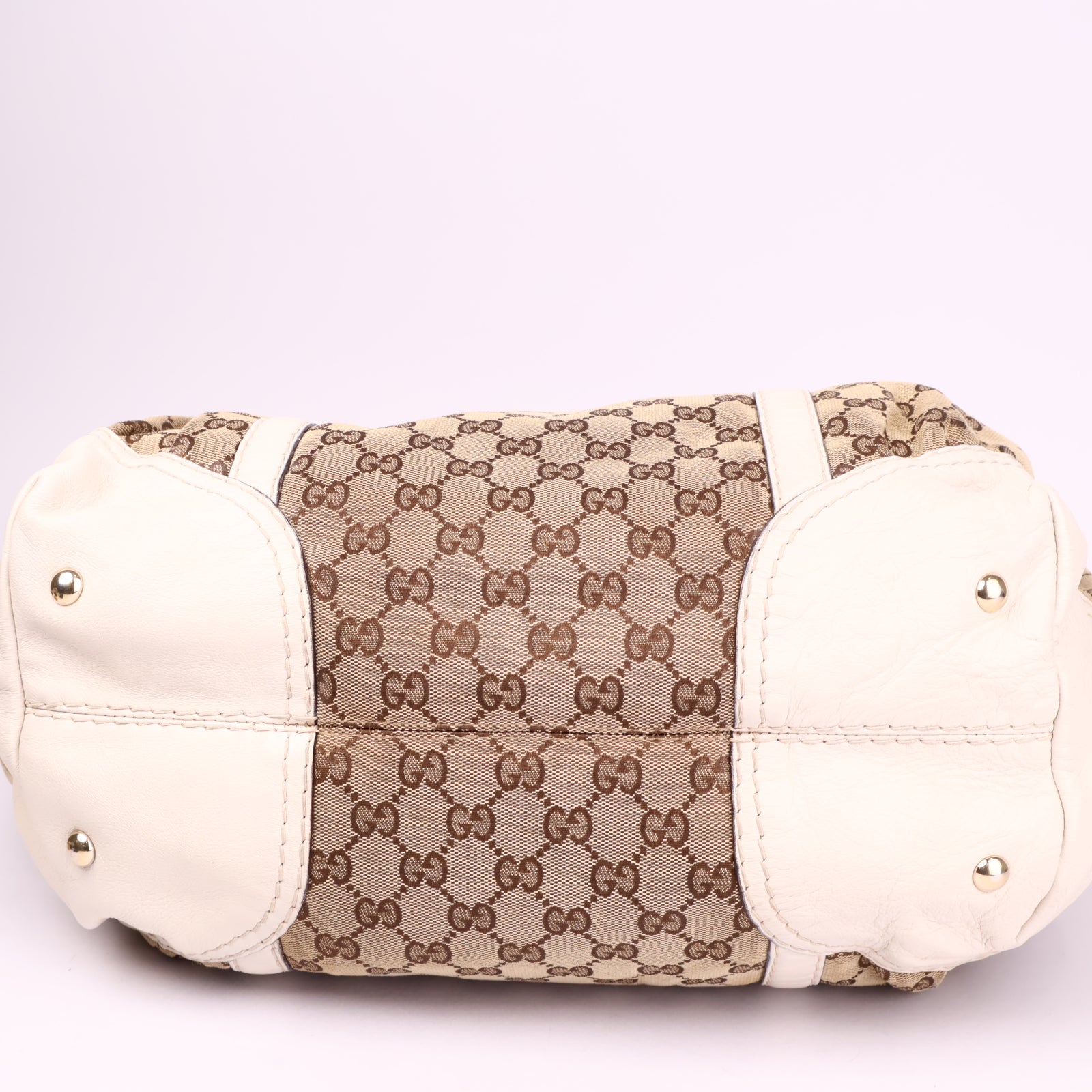 J3570 Gucci GG Canvas Horsebit Nail Boston Bag- Pre Owned