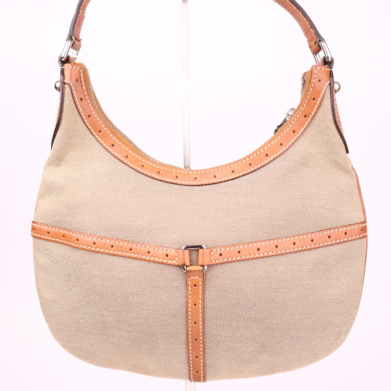 J3568 Gucci Jackie Equestrian Style Canvas Shoulder Bag- Pre Owned