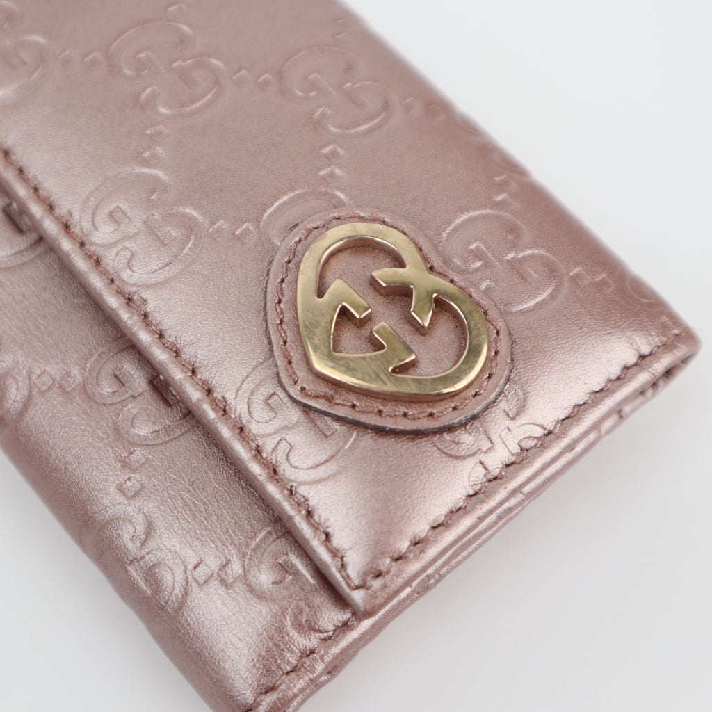 C2831 Gucci Key Case Lovely Heart Guccissima 6-Ring Key Case | Pre-Owned Excellent Brown Guccissima Leather