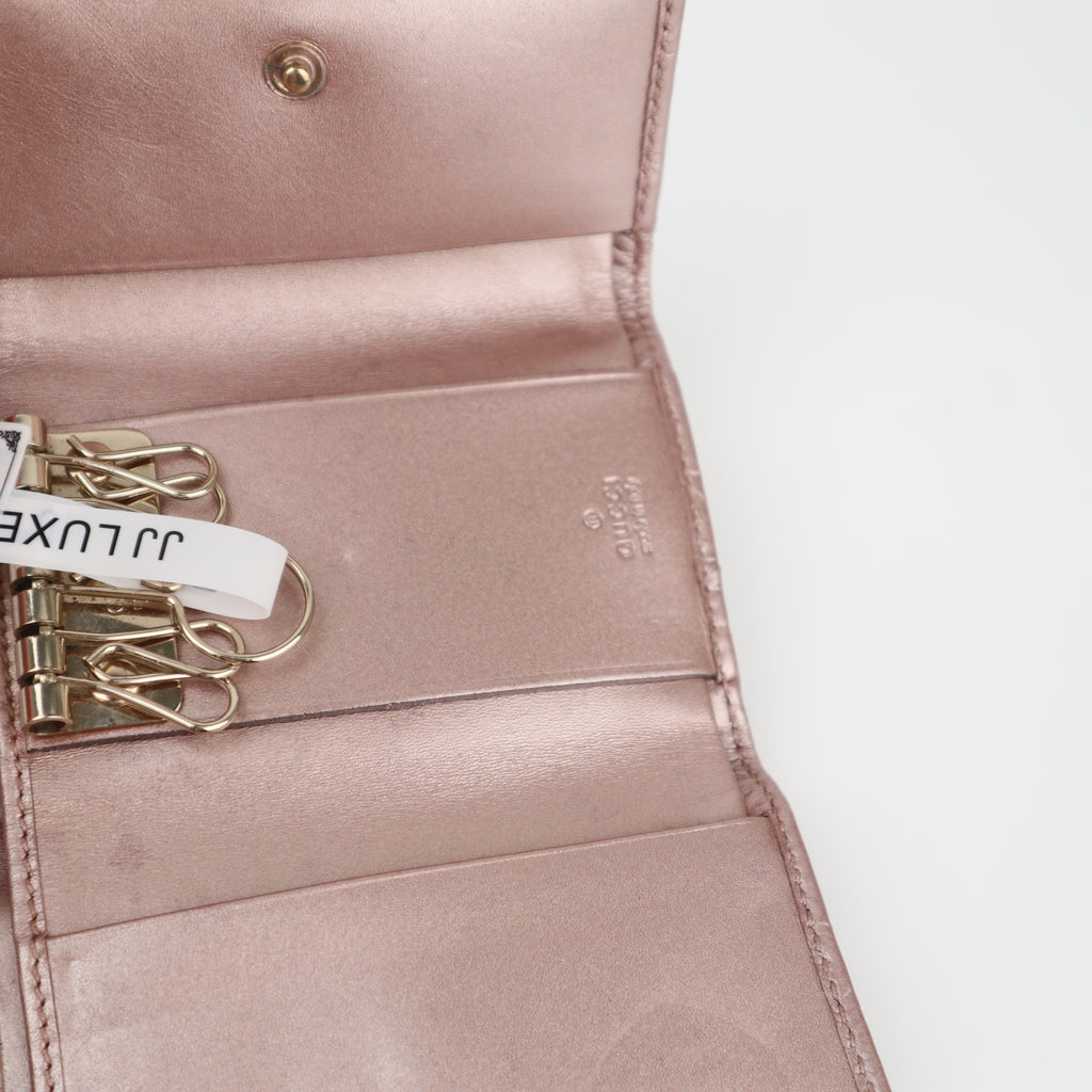 C2831 Gucci Key Case Lovely Heart Guccissima 6-Ring Key Case | Pre-Owned Excellent Brown Guccissima Leather