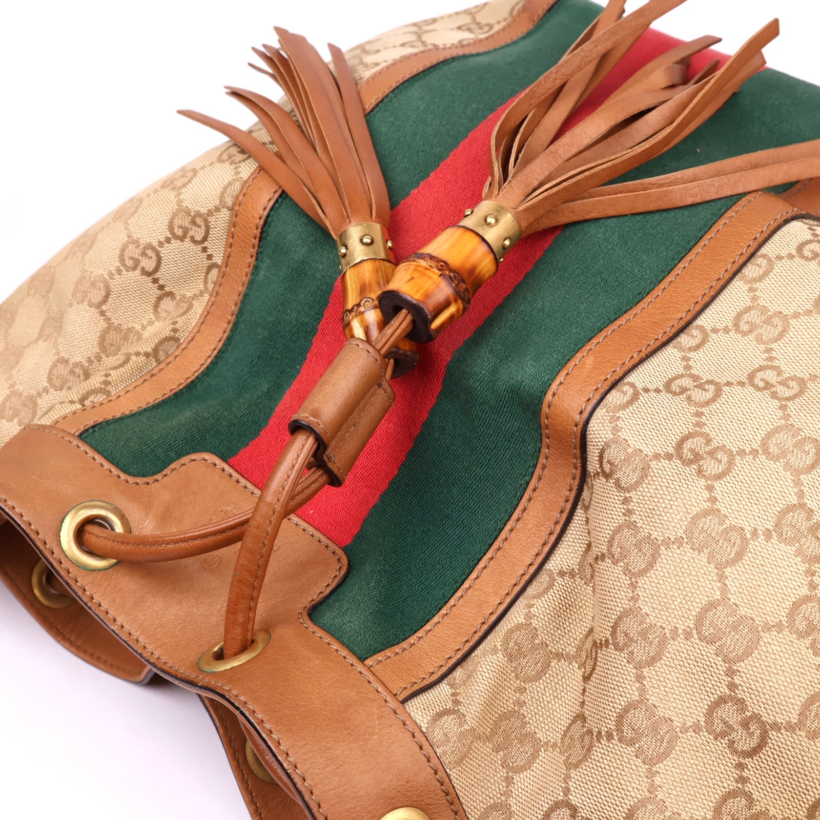 J3566 Gucci Rania GG Canvas Drawstring Hobo Bag- Pre Owned