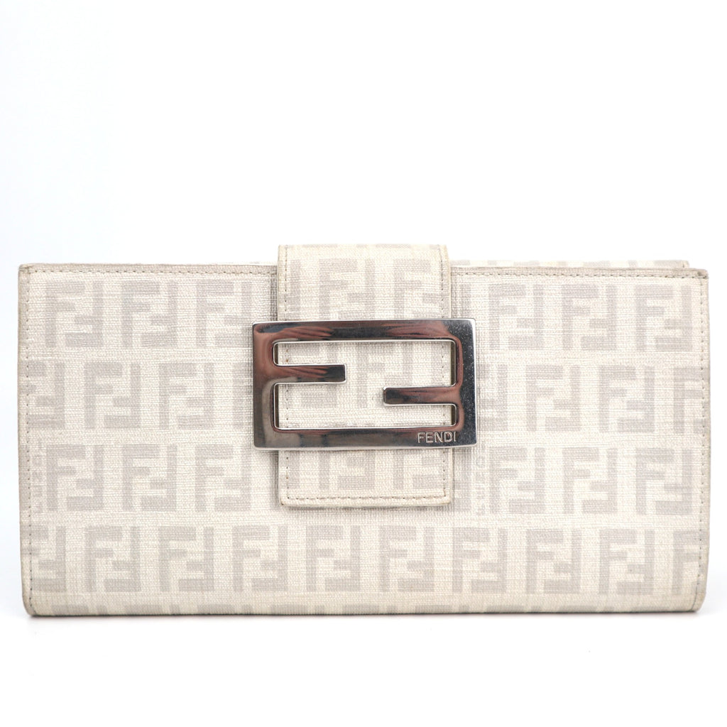 C2836 Fendi Wallet Zucchino Baguette Wallet | Pre-Owned Very Good Brown Zucchino Canvas