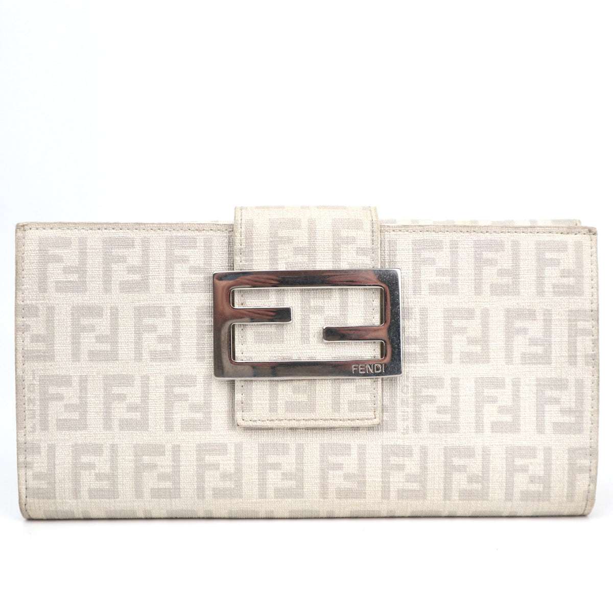 C2836 Fendi Wallet Zucchino Baguette Wallet | Pre-Owned Very Good Brown Zucchino Canvas
