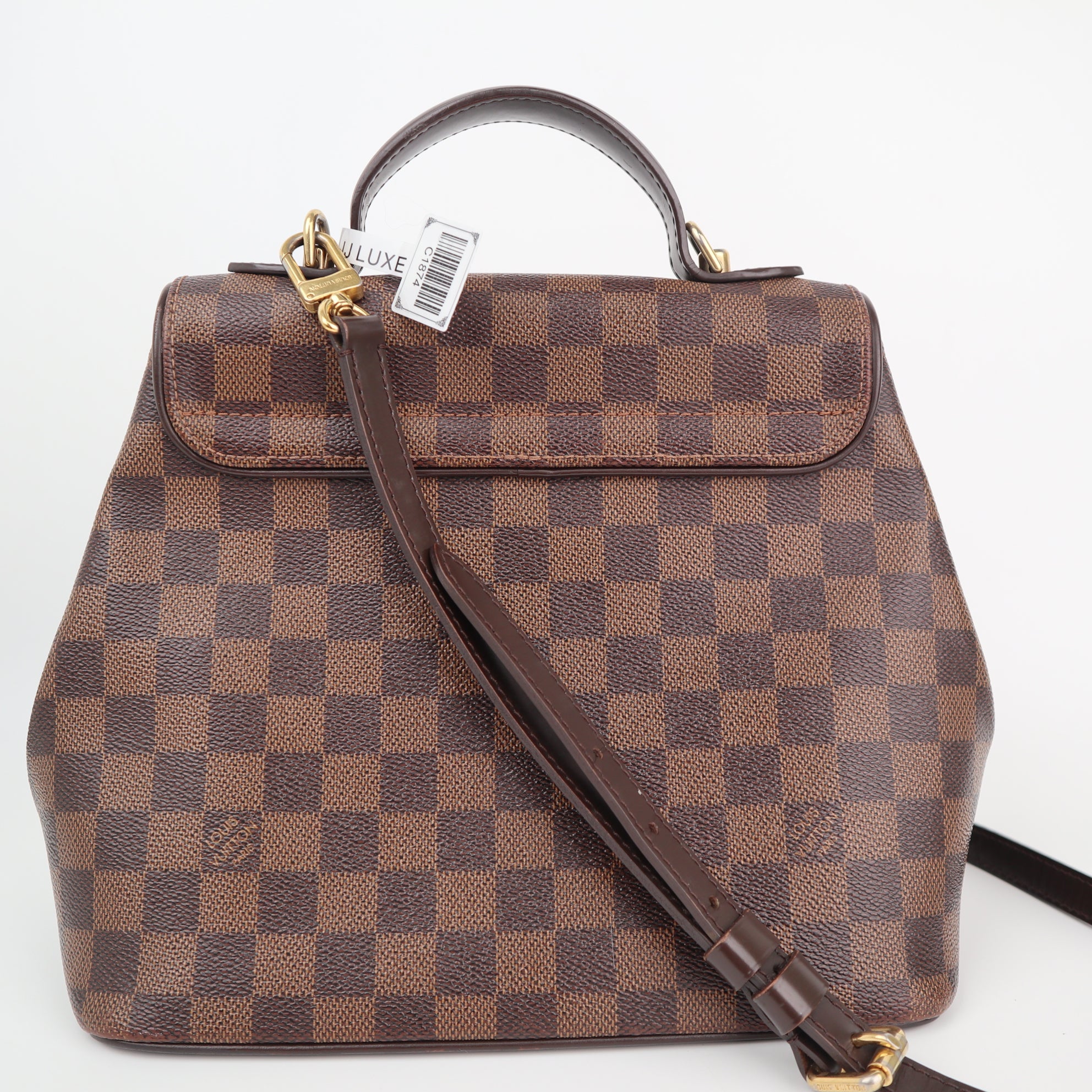 Louis Vuitton Damier Ebene Bergamo PM Top Handle Bag C1874 | Pre-Owned Very Good Brown Damier Ebene Coated canvas, leather trim