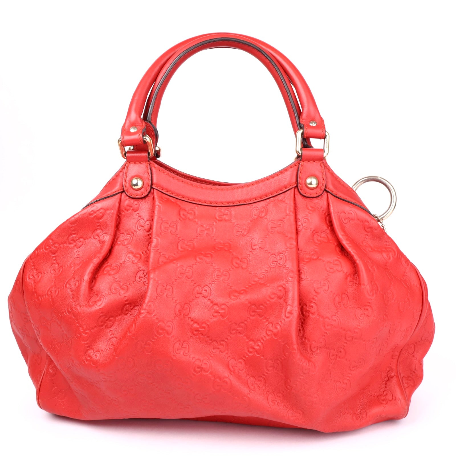 J3603 Gucci Red Guccissima Leather Medium Sukey Tote Bag- Pre Owned