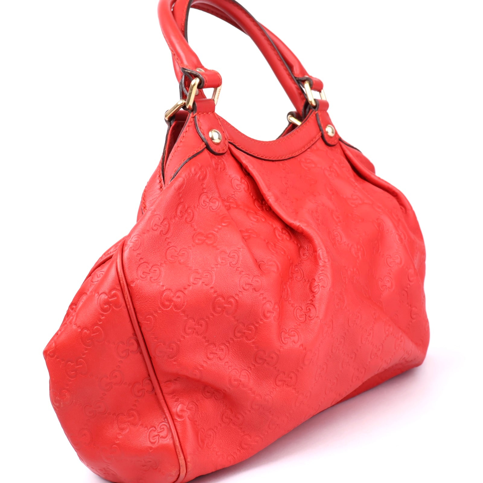 J3603 Gucci Red Guccissima Leather Medium Sukey Tote Bag- Pre Owned