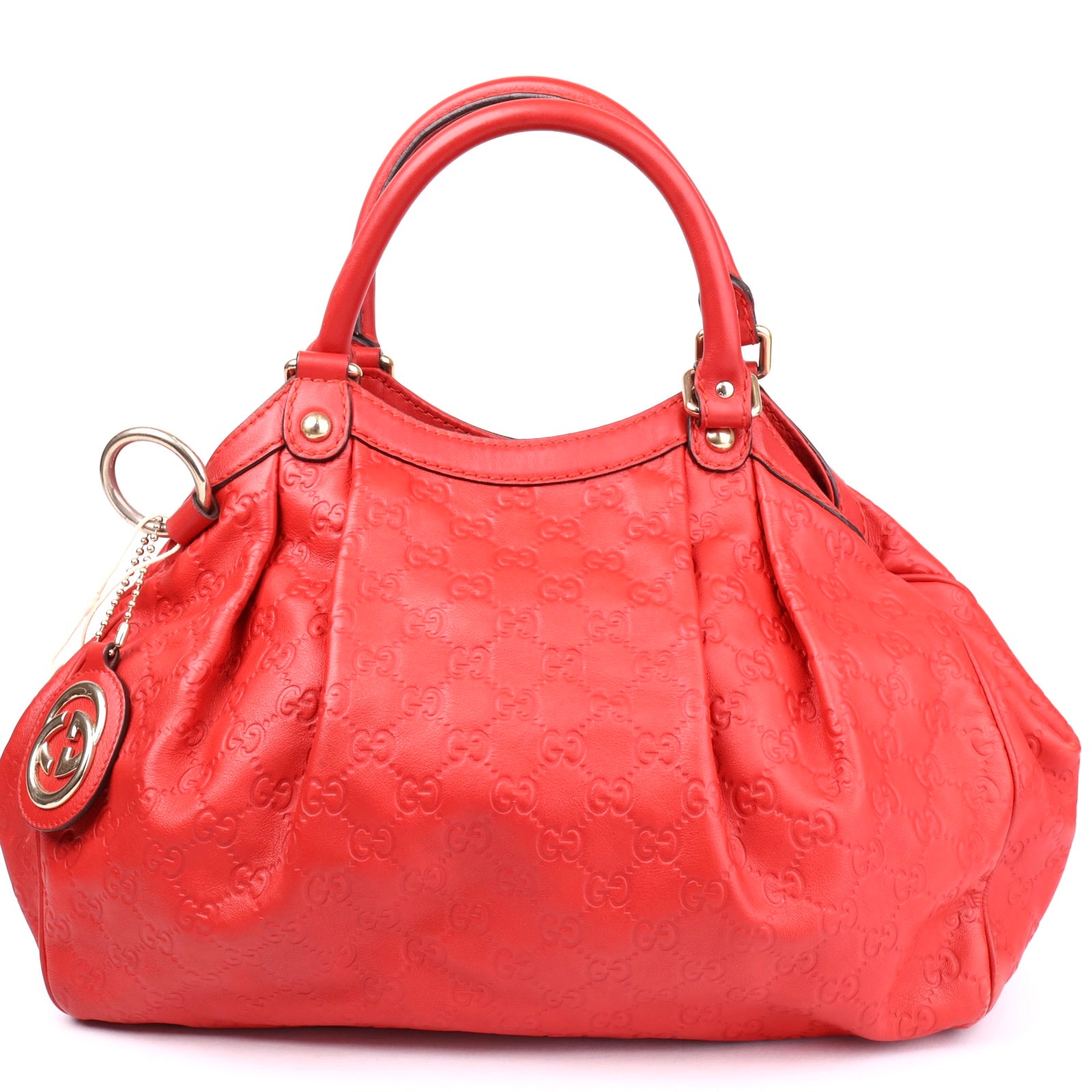 J3603 Gucci Red Guccissima Leather Medium Sukey Tote Bag- Pre Owned