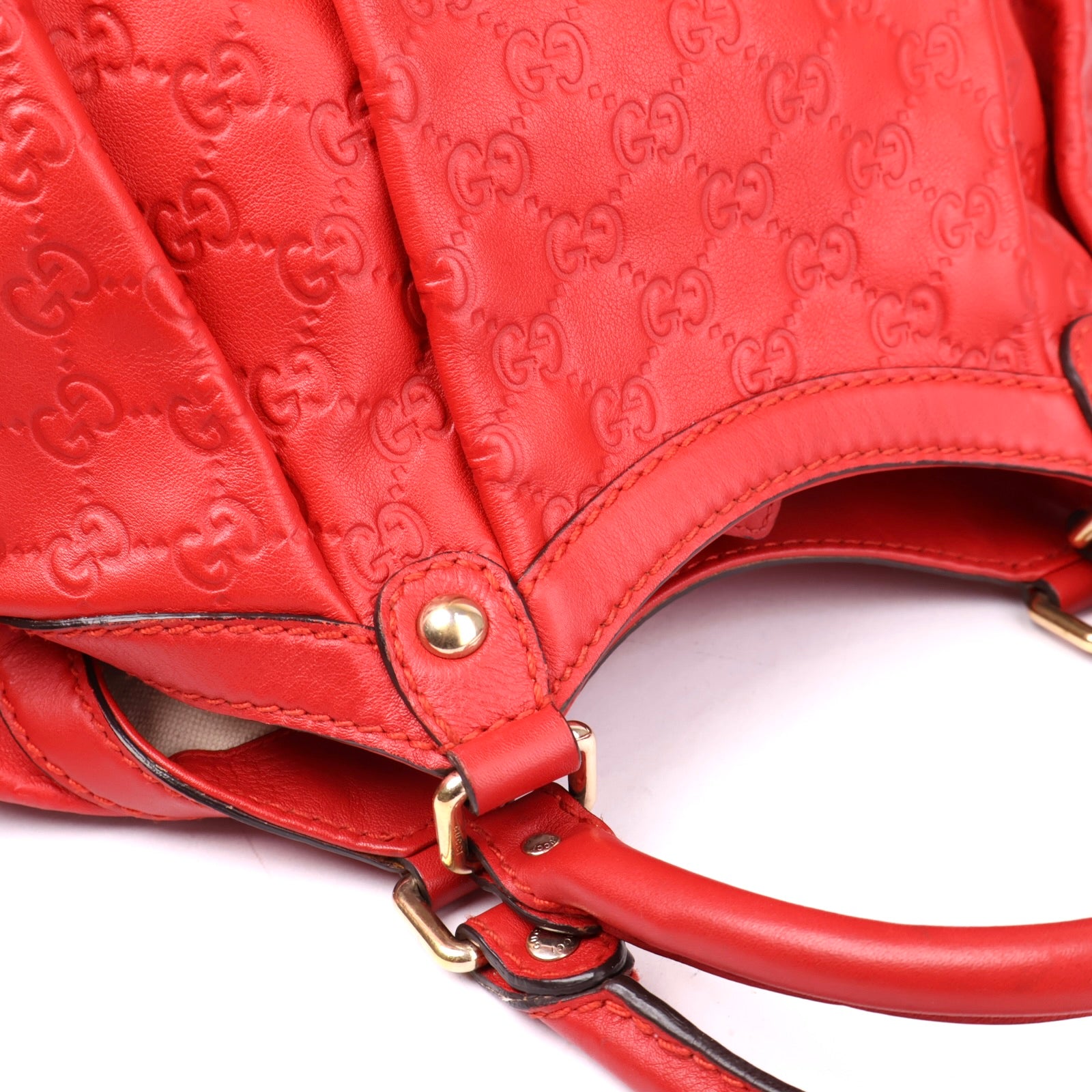 J3603 Gucci Red Guccissima Leather Medium Sukey Tote Bag- Pre Owned