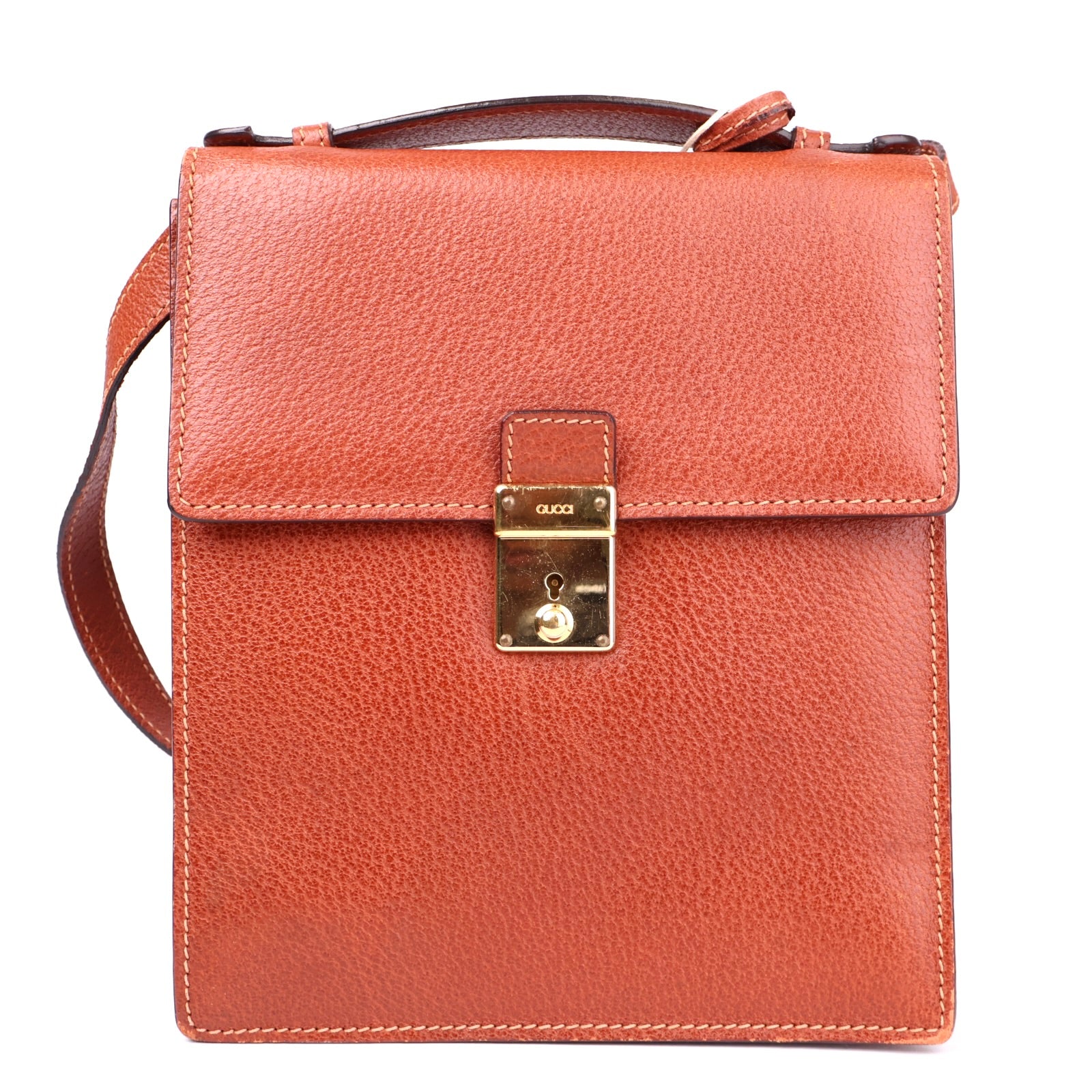 J3608 Gucci Leather Messenger Bag- Pre Owned